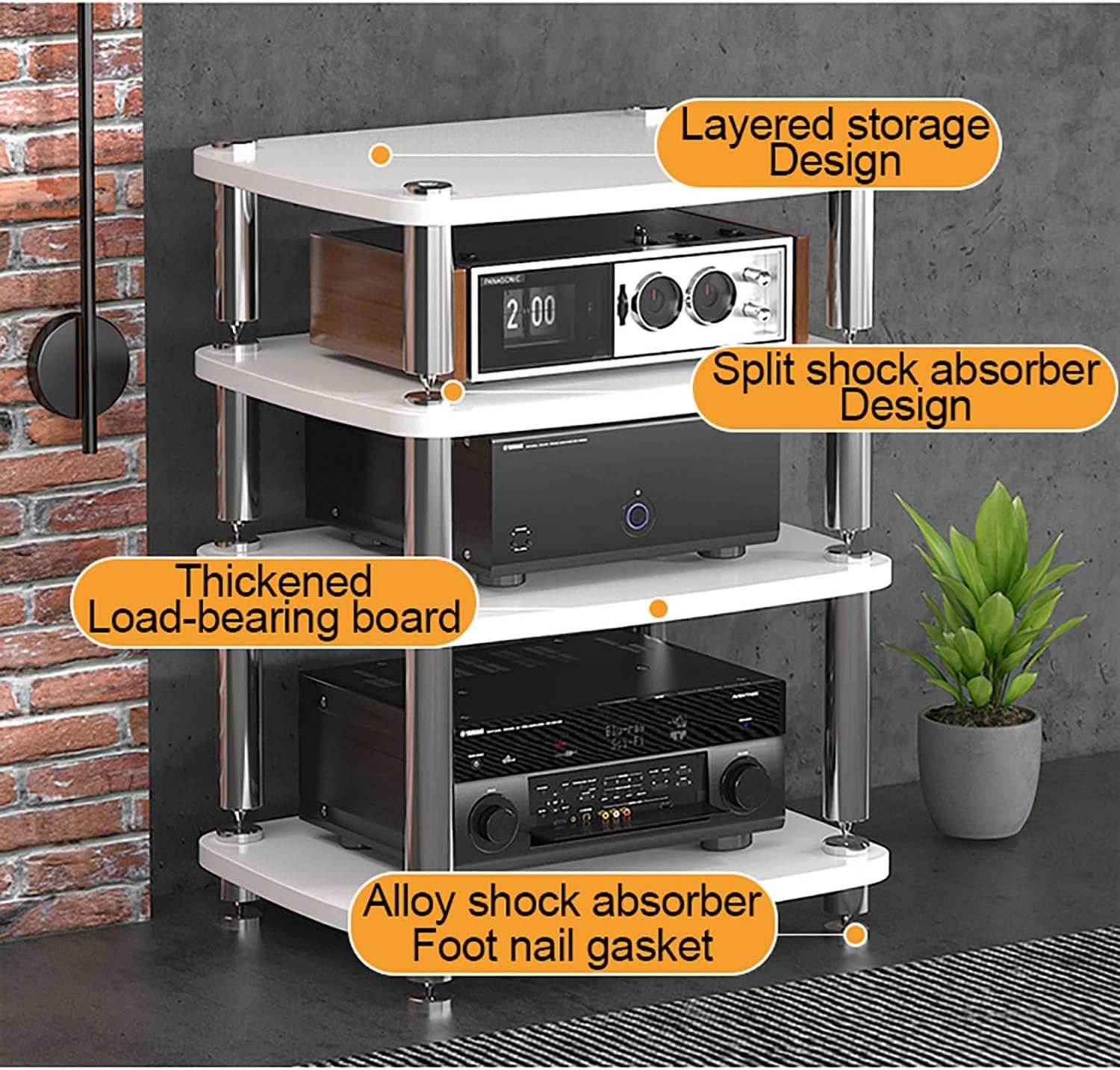 Red Corner Audio Visual Storage Rack 60x48x10cm