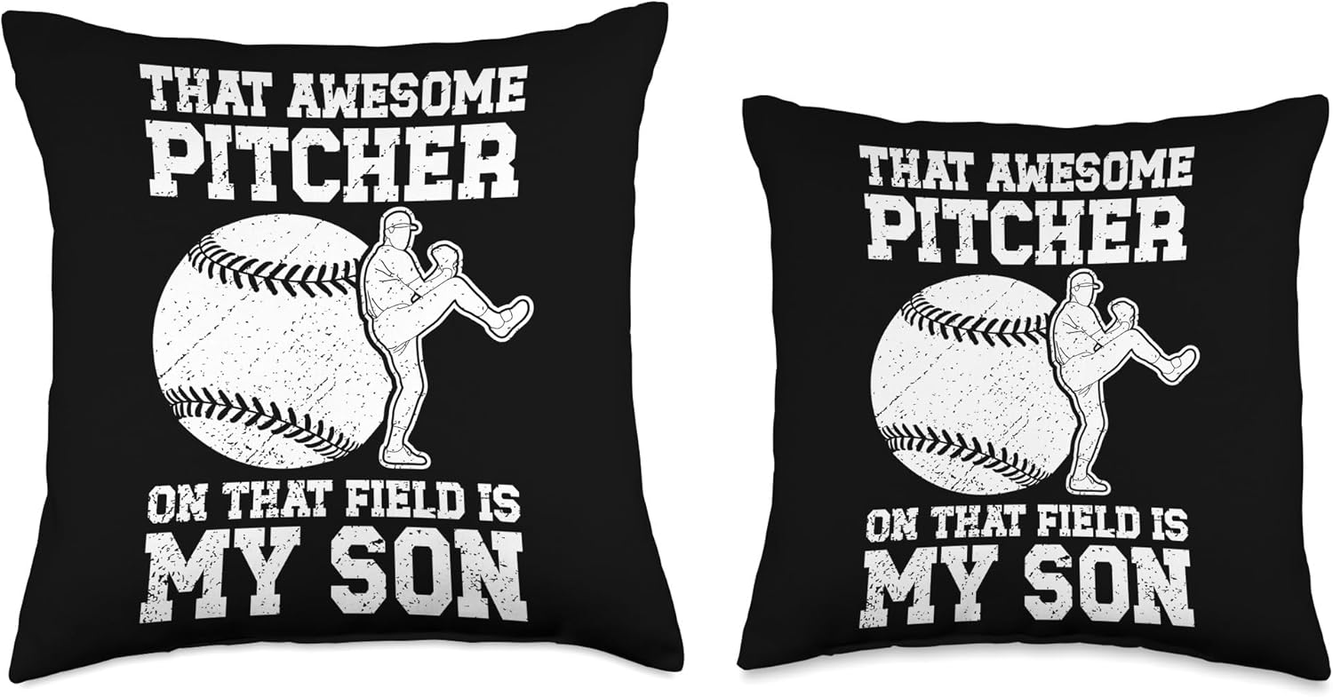 Proud Baseball Pitcher Mom Throw Pillow 1