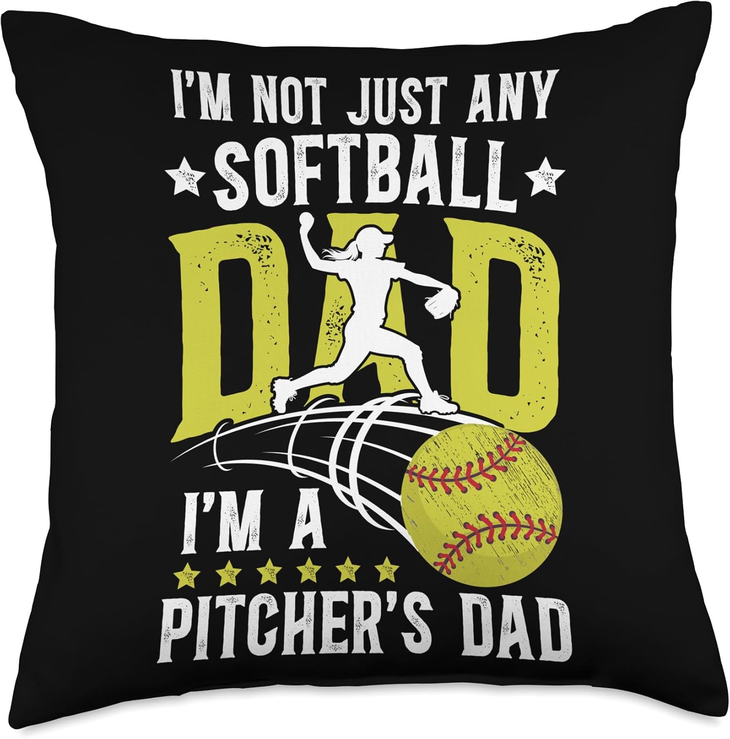 Funny Softball Pitcher Dad Fathers Day Throw Pillow