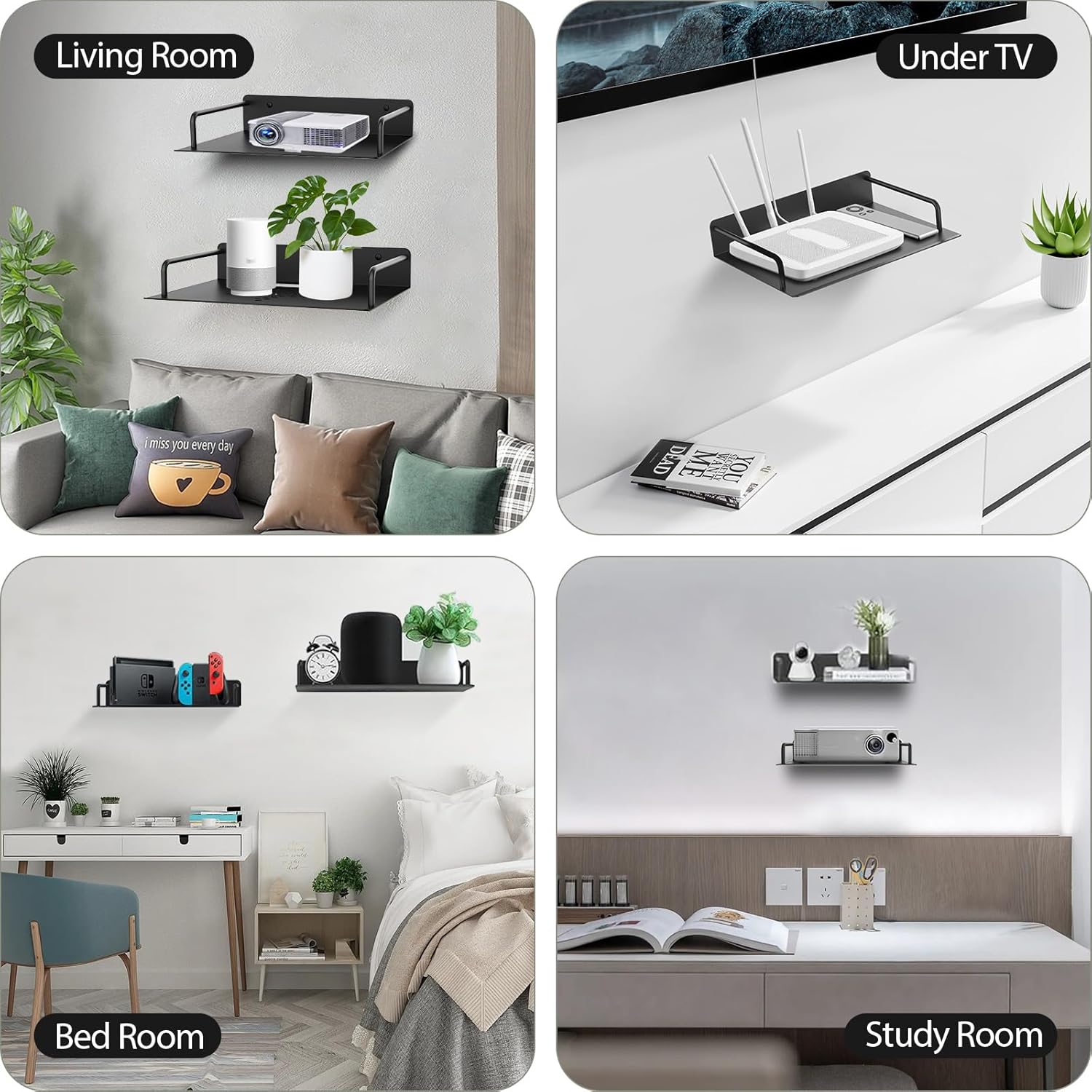 AIYOTAR Projector Shelf Wall Mount for Router Speaker Cable Box