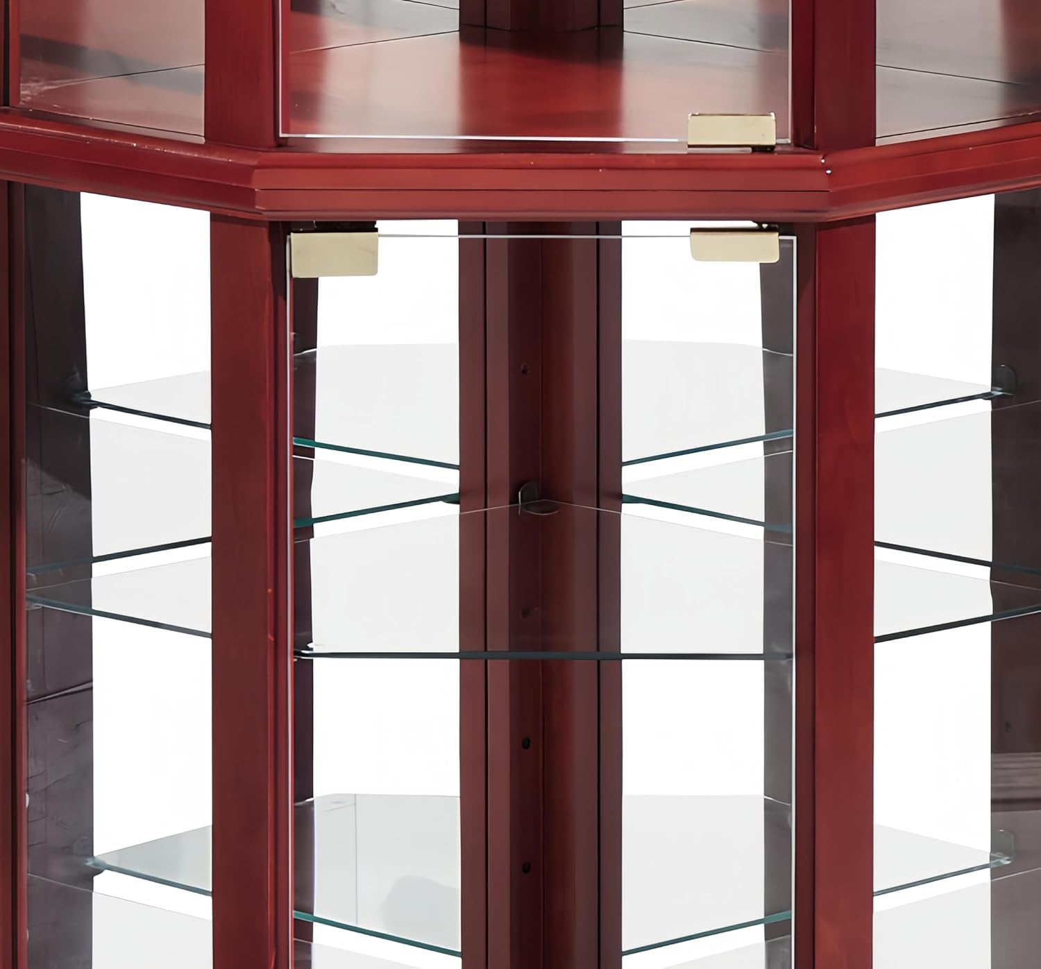 Lighted Corner Display Cabinet with 5 Shelves and Tempered Glass Doors