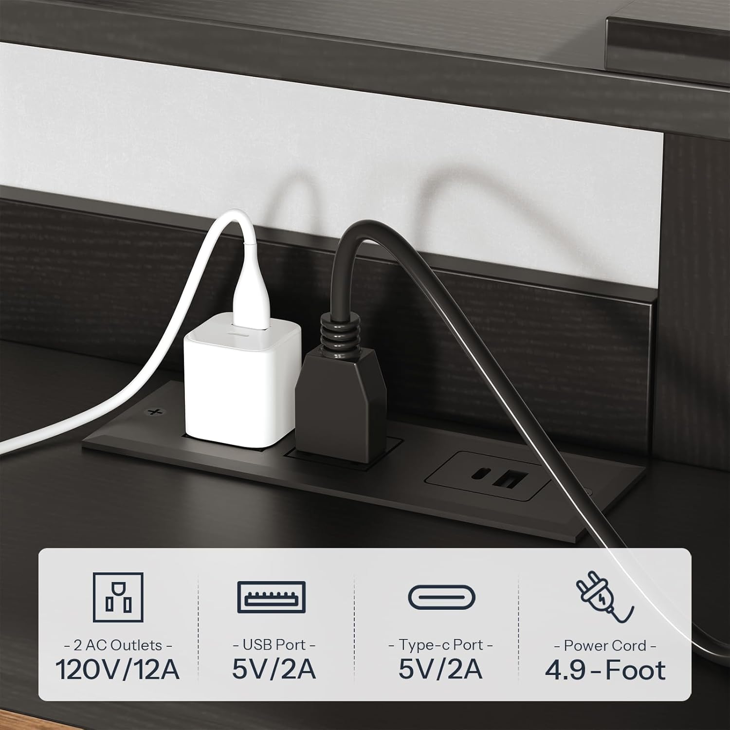 HOOBRO 622 Floating TV Stand with Power Outlet Black