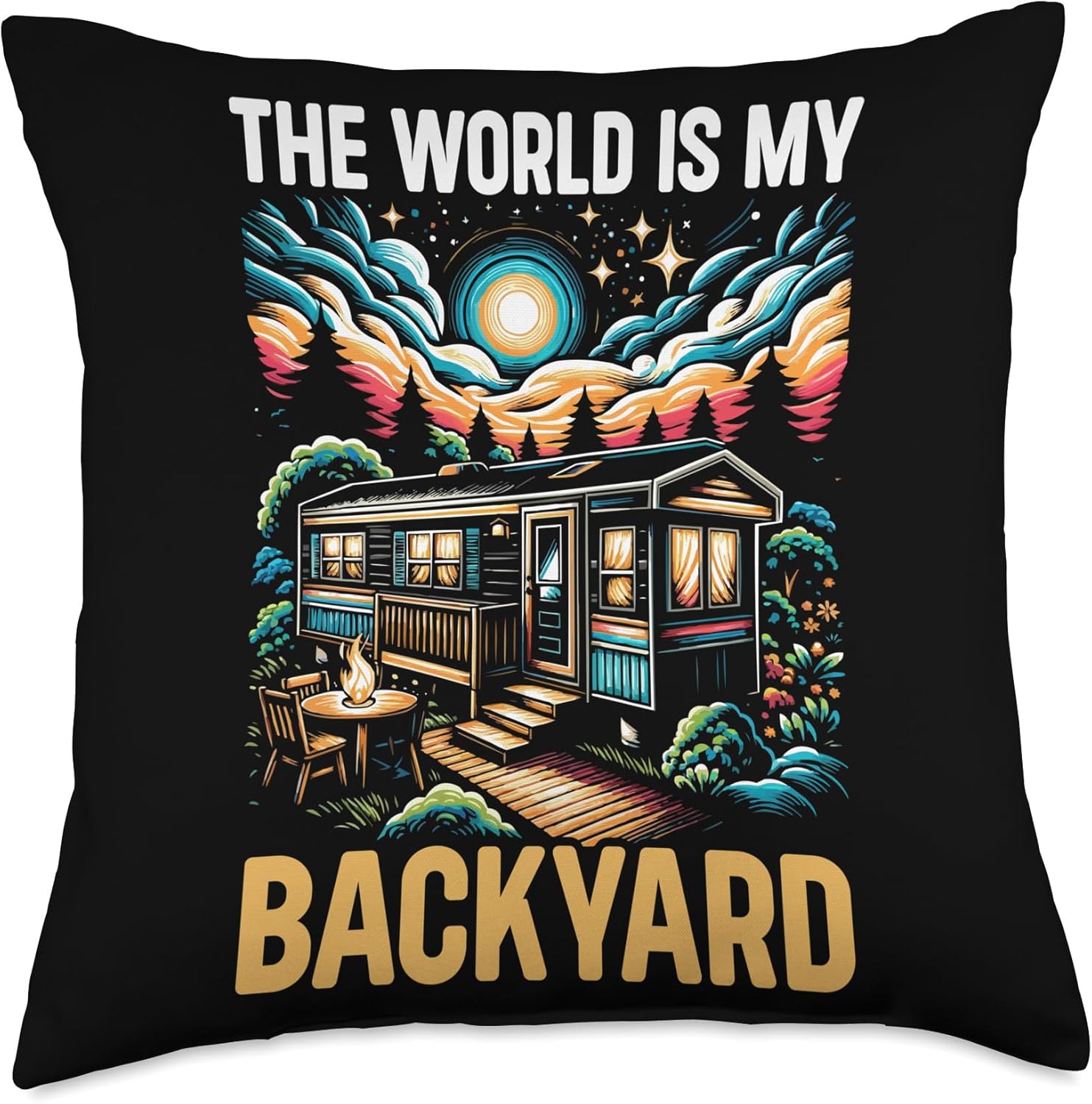 Mobile Home Throw Pillow with Double-Sided Design