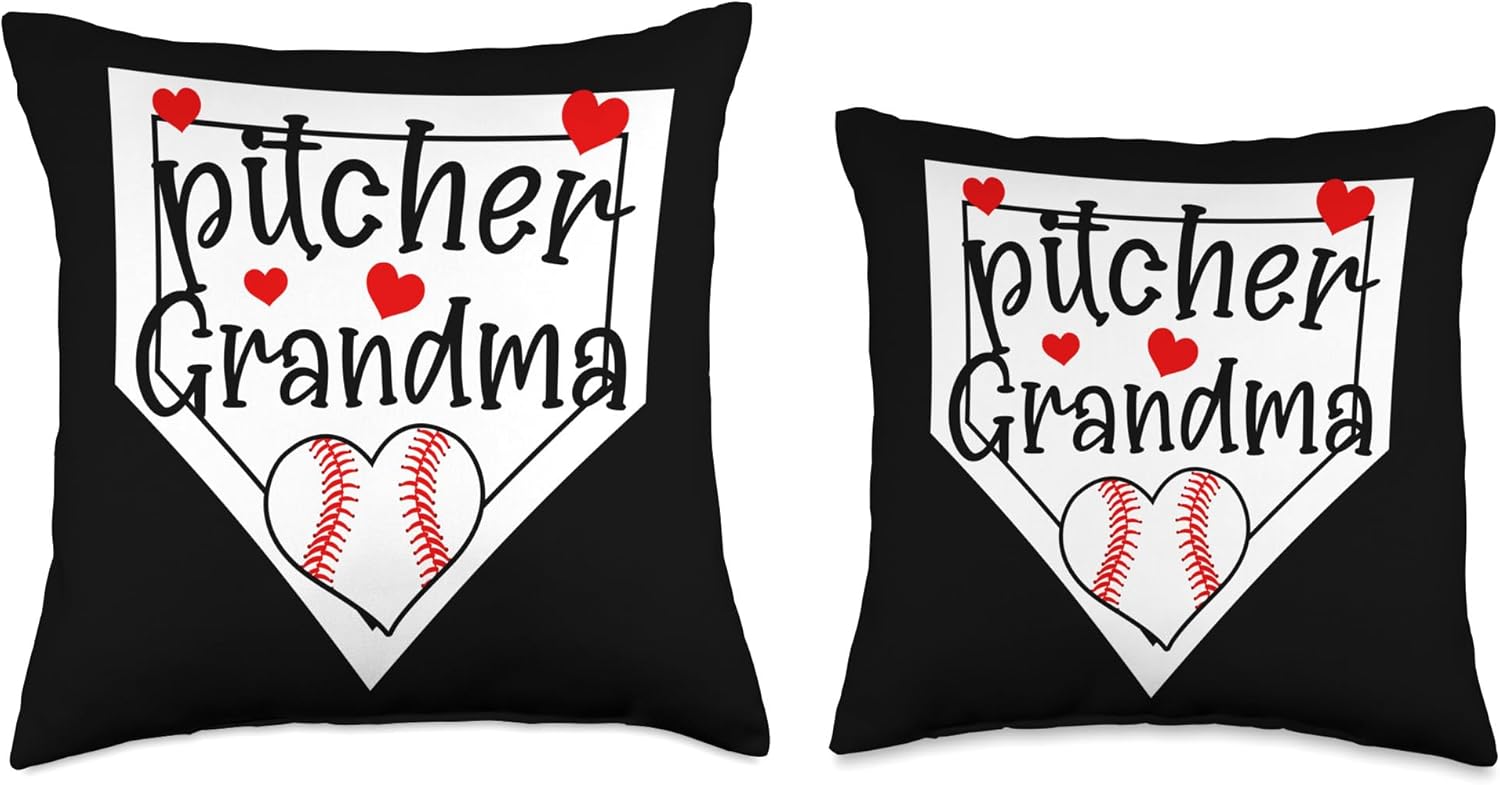 Baseball Pitcher Grandma Mothers Day Throw Pillow 1