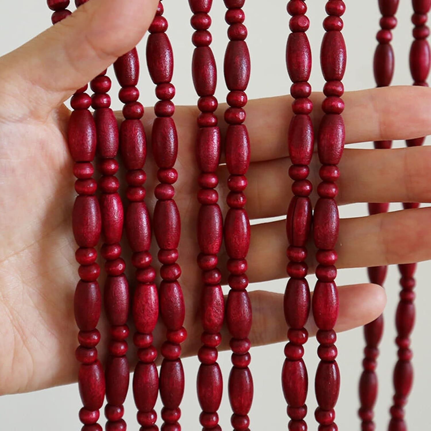 Natural Wood Beaded Curtains for Doorway and Room Divider