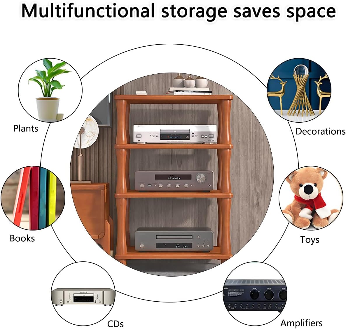 Kaverno 4 Tier Audio Visual Media Stand Corner Shelf