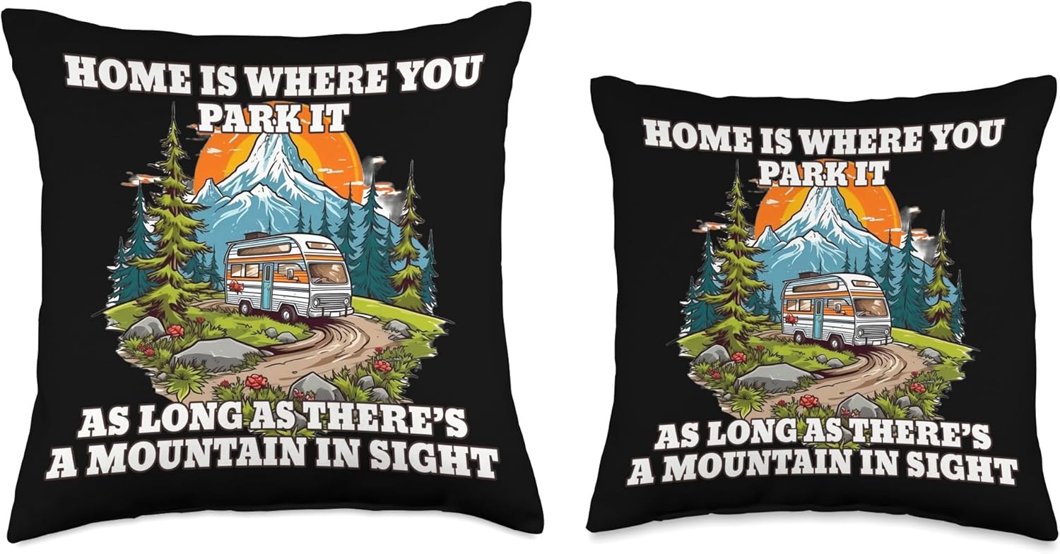 Caravan RV Camper Throw Pillow 18x18 Multicolor