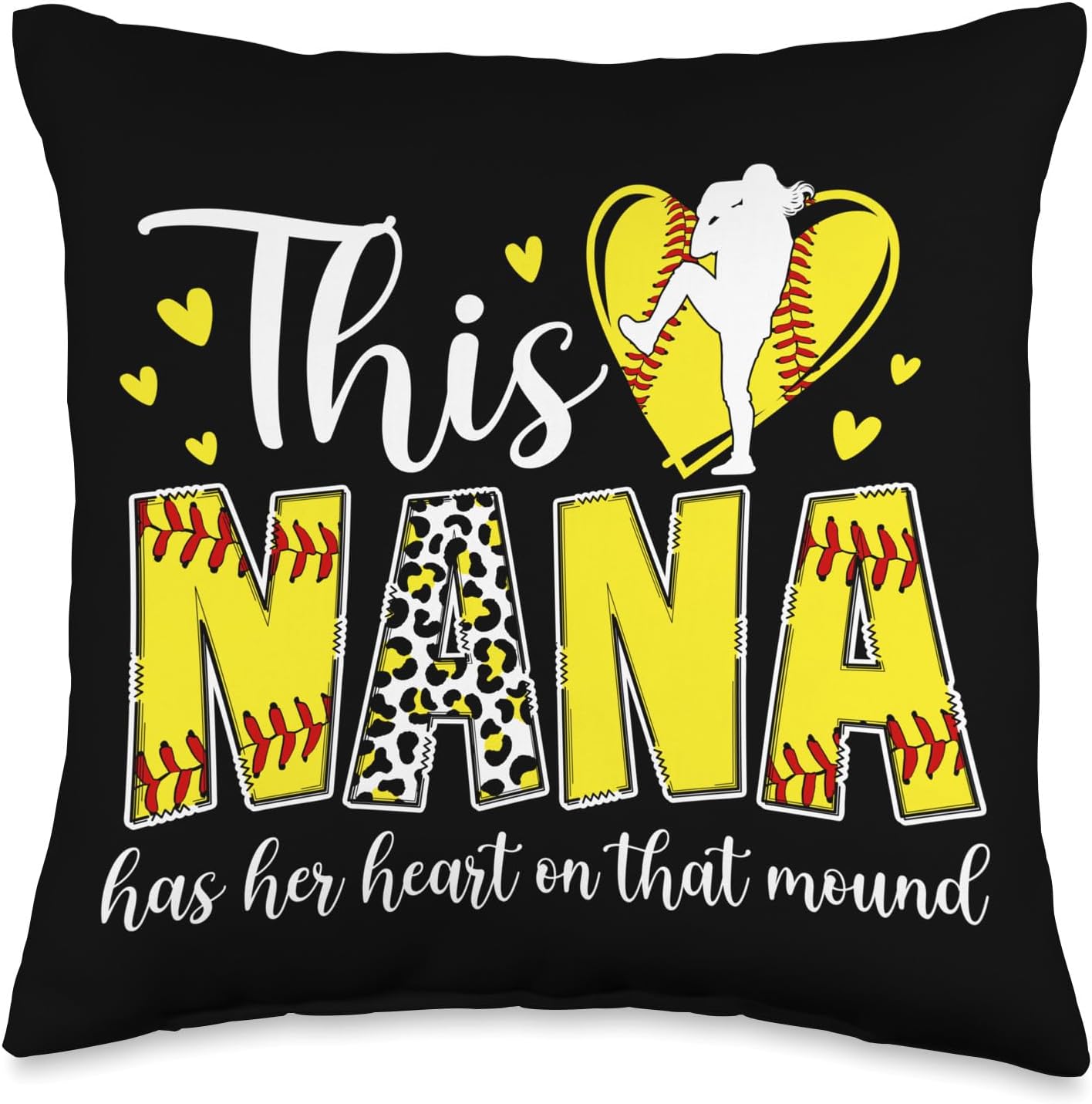 Softball Pitcher Nana Throw Pillow for Mothers Day