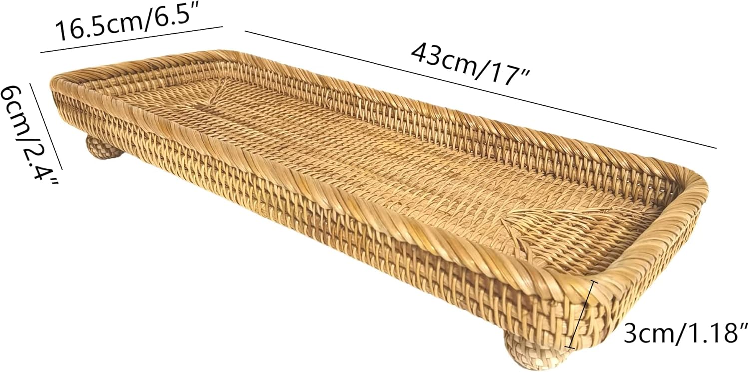 i-lan 17 Inch Rectangle Wicker Pedestal Display Riser for Table Centerpiece