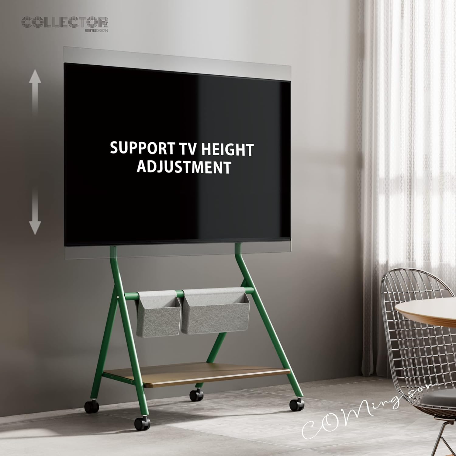 FITUEYES Corner TV Stand with 4 Silent Wheels