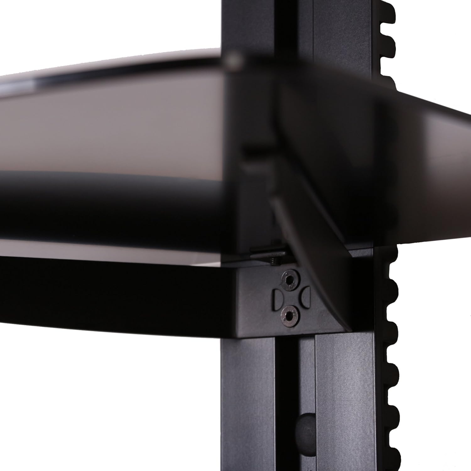 FITUEYES 2 Tiers Floating Wall Shelf for TV and Media Setup Black