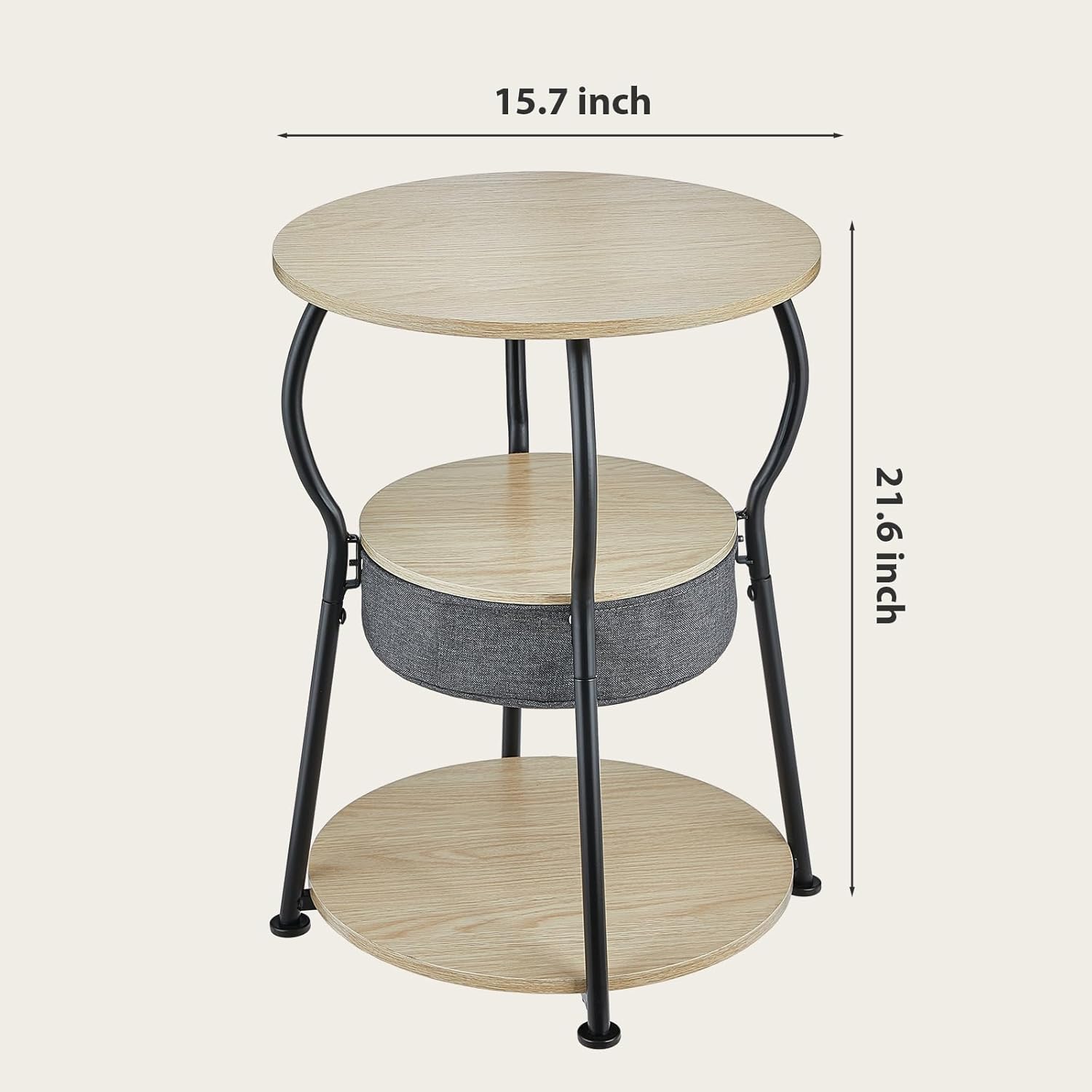 ZEXVIDA Small Round Side Table with Storage