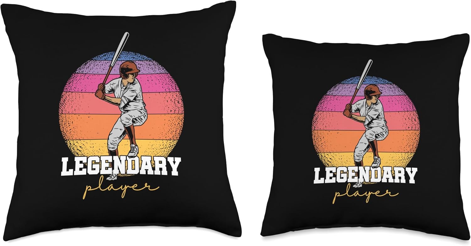 Legendary Baseball Player Throw Pillow 18x18 Multicolor