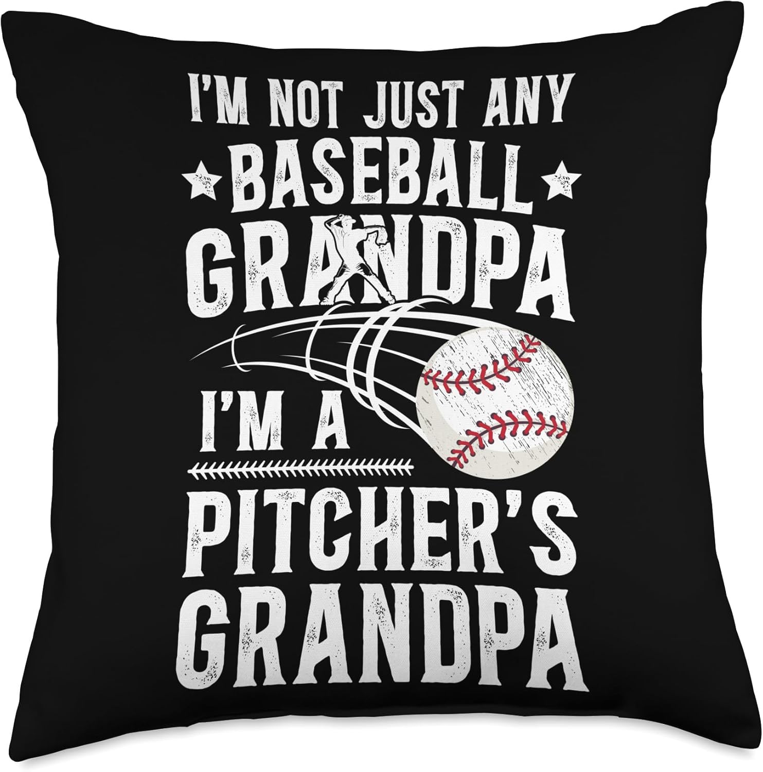 Proud Baseball Pitcher Grandpa Fathers Day Throw Pillow