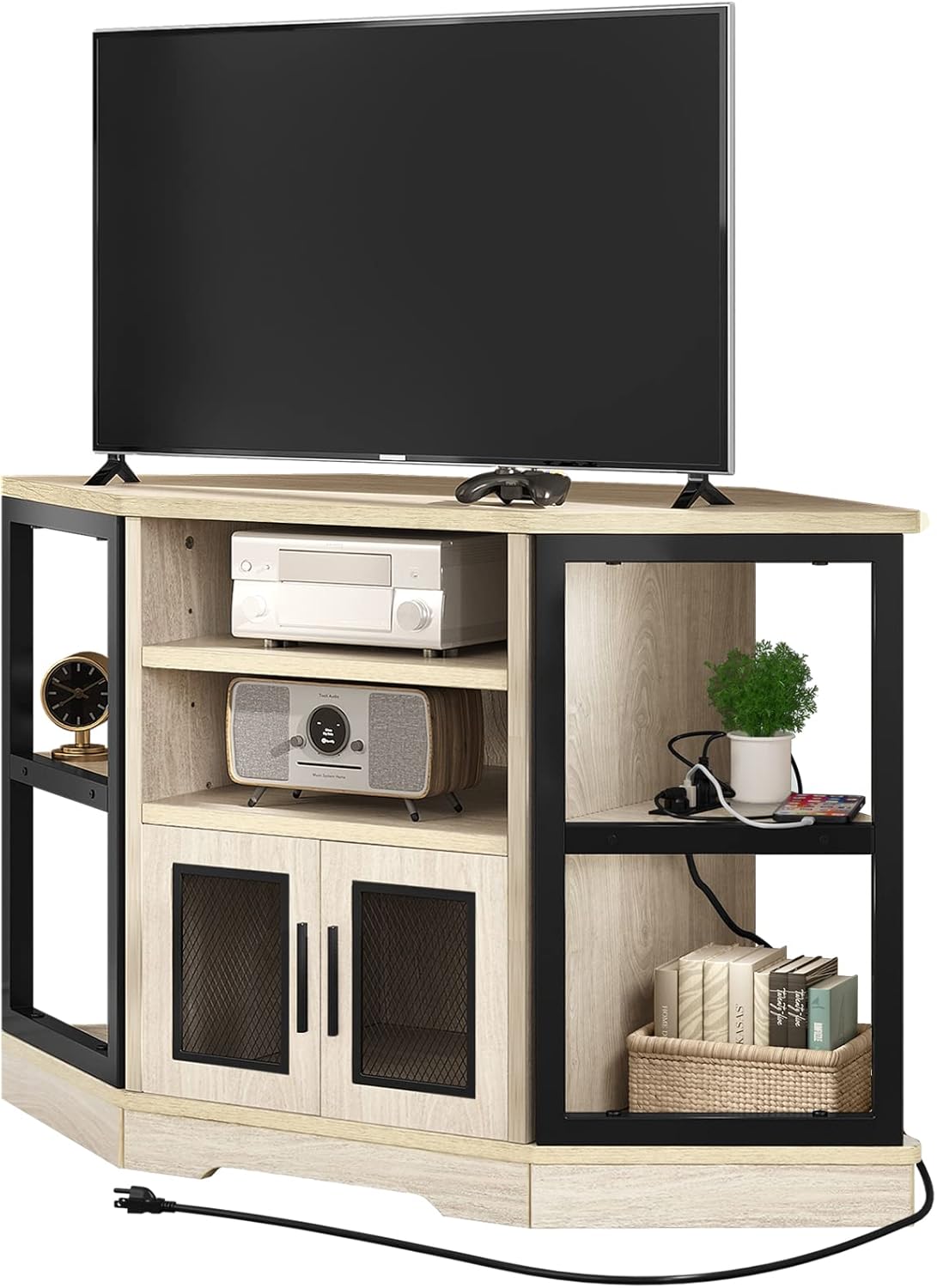 YITAHOME Corner TV Stand for 5550 Inch TVs with Power Outlet