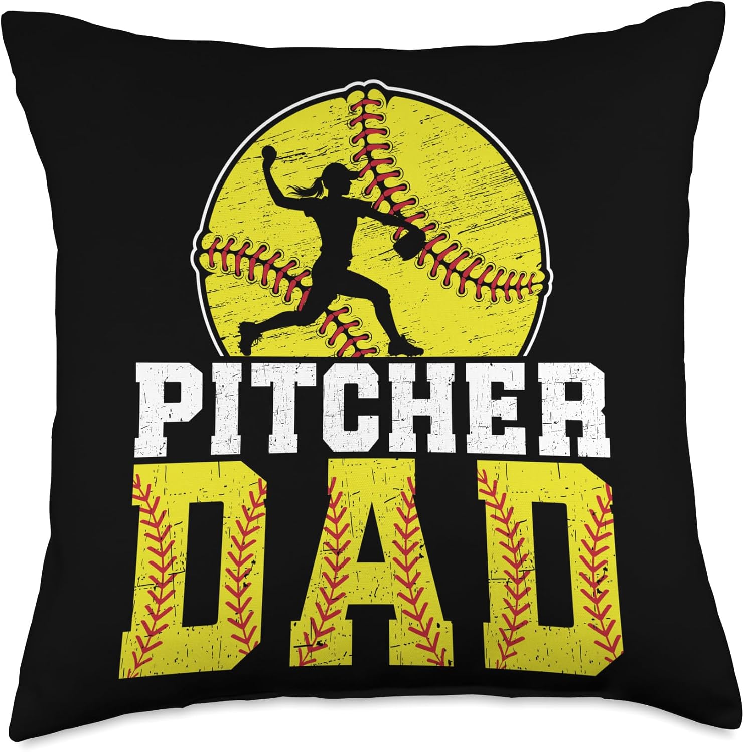 Softball Pitcher Dad Fathers Day Throw Pillow 1