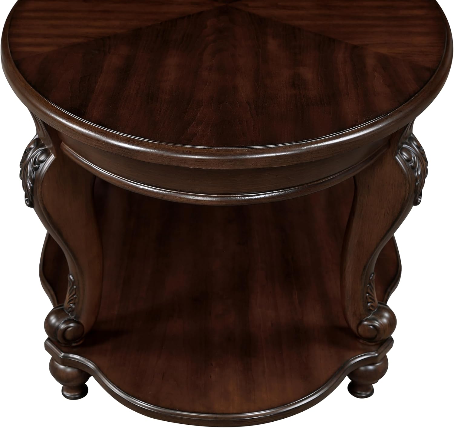 22 Round Wood End Table with 2-Tier Storage