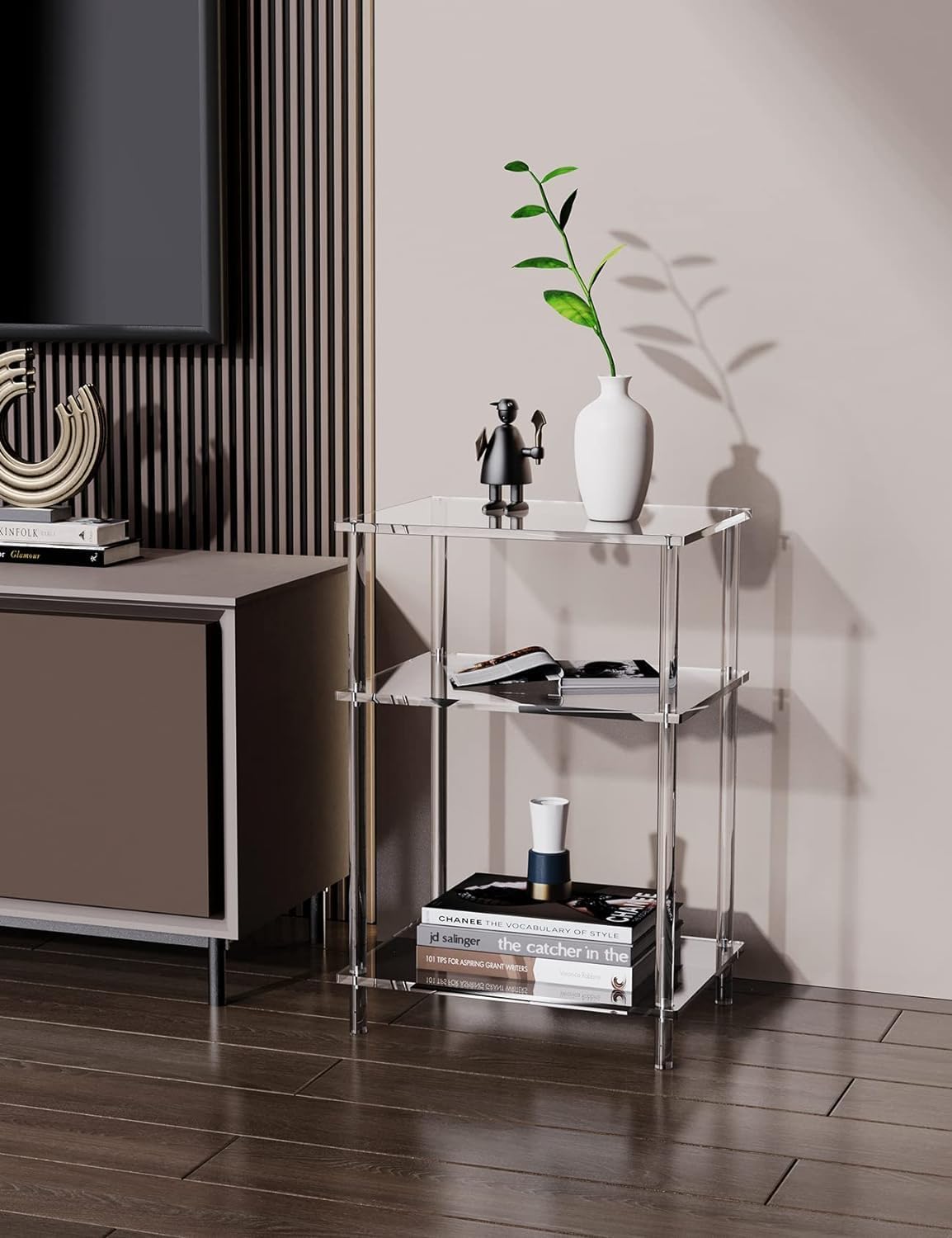 Clear Acrylic 3-Tier End Table for Small Spaces