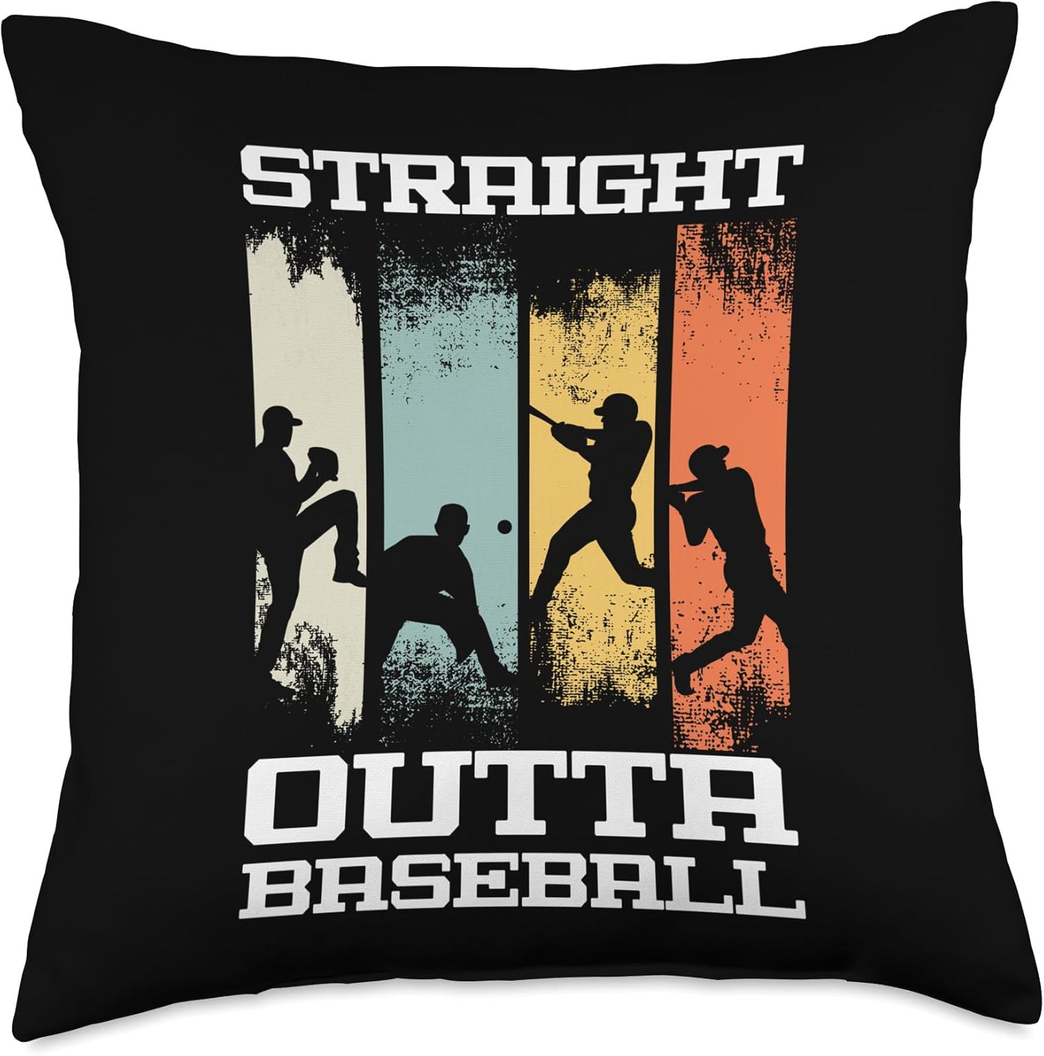 Straight Outta Baseball Pitcher Catcher Throw Pillow