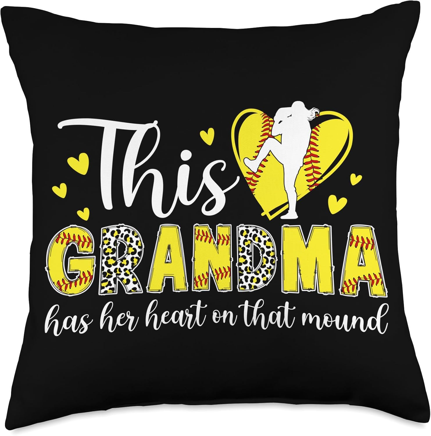 Proud Softball Pitcher Grandma Throw Pillow 1