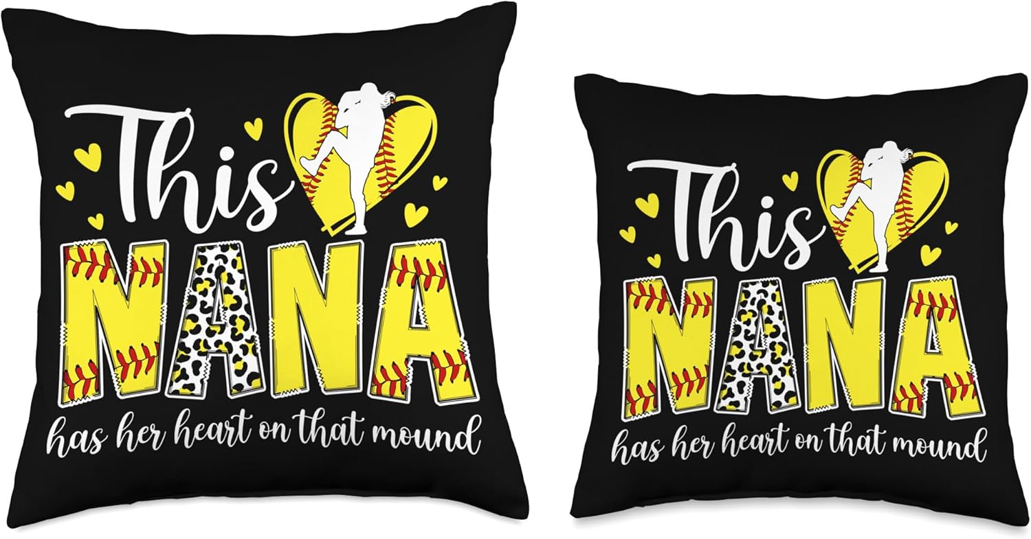 Softball Pitcher Nana Throw Pillow for Mothers Day