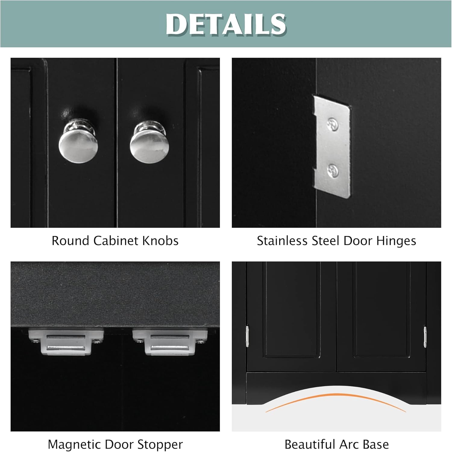 GDFStudio 315 Inch H Triangle Corner Storage Cabinet Black