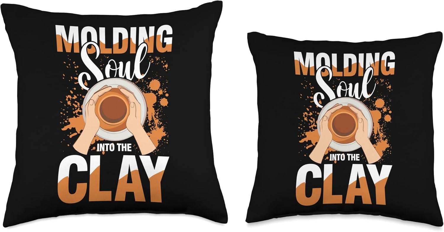 Pottery Clay Craft Throw Pillow 16x16 Multicolor