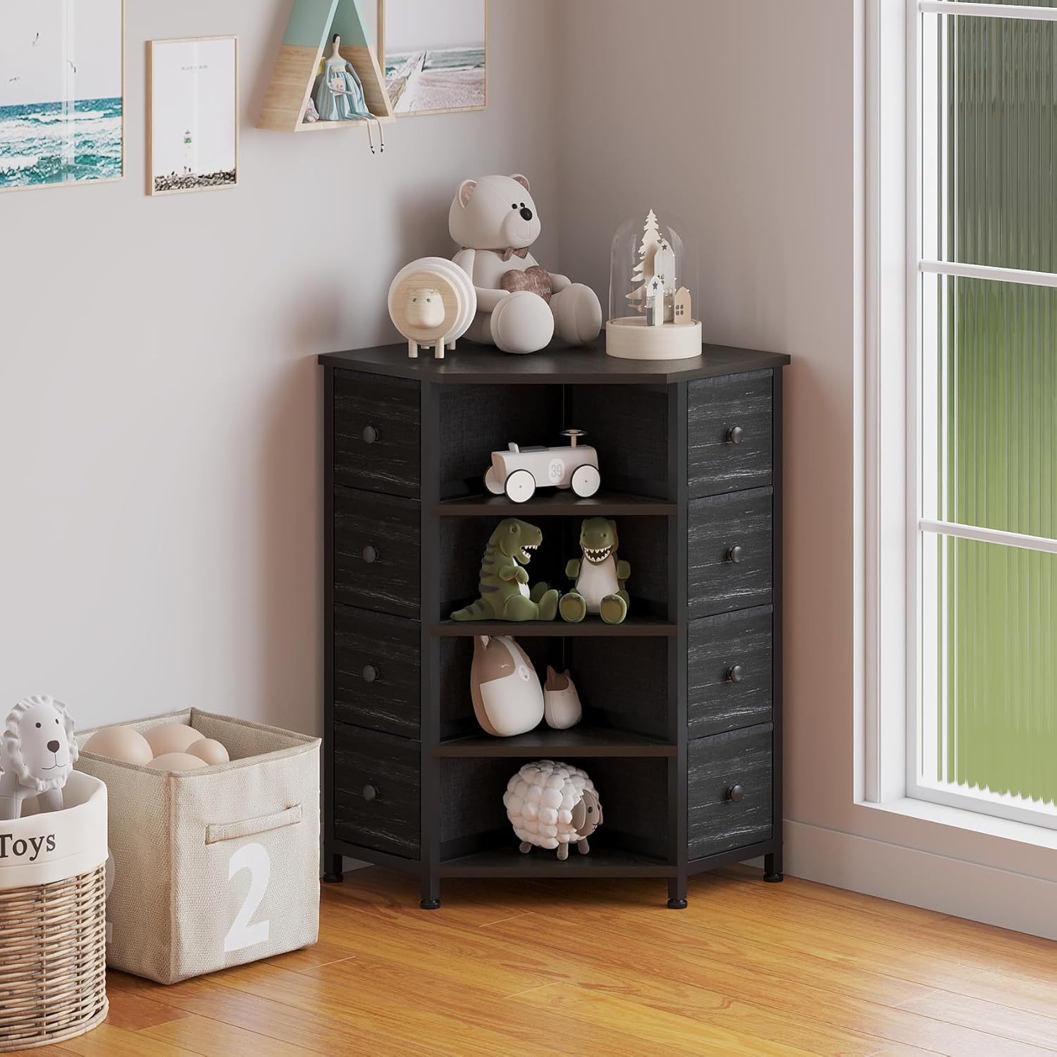 LUMTOK 8 Drawer Corner Dresser with Storage