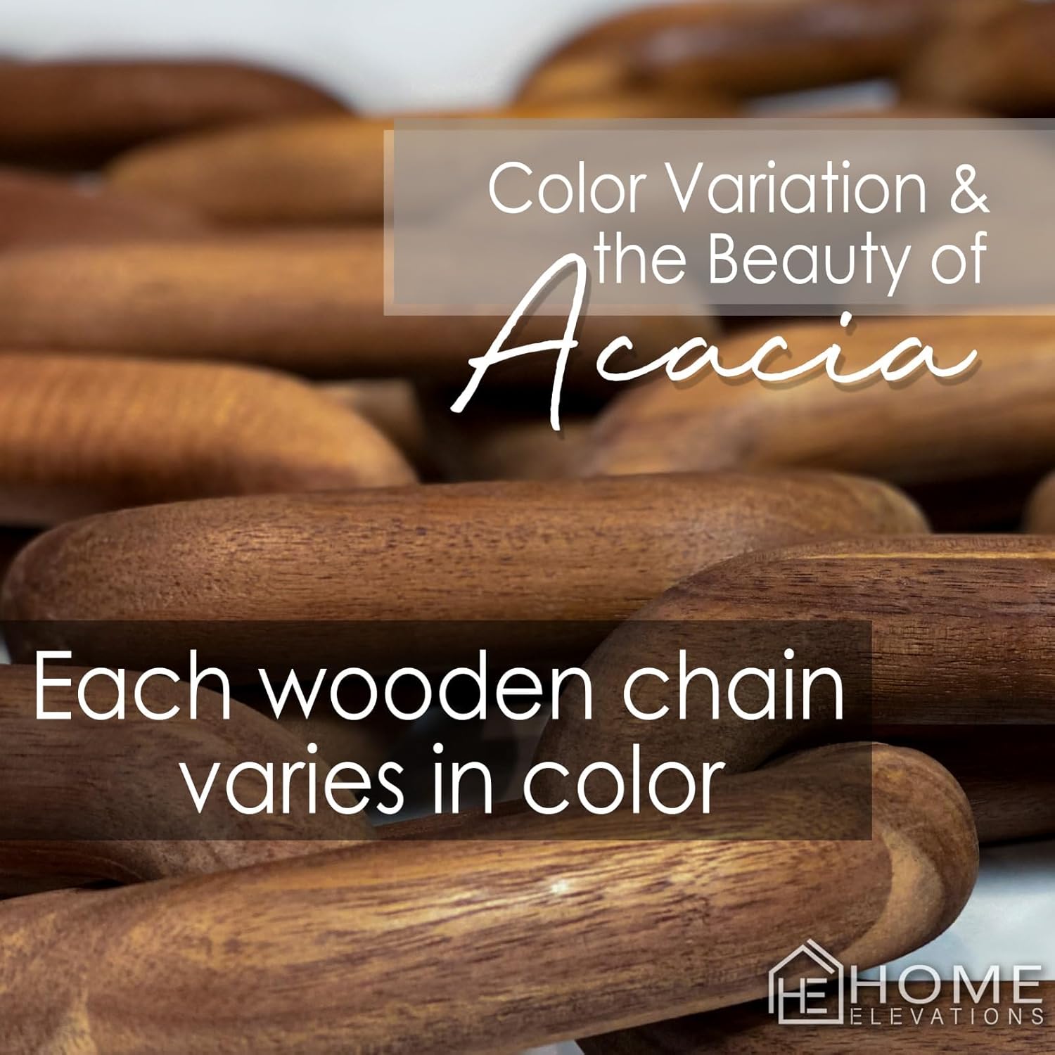 Acacia Wood Chain Link Decor - Brown with Red Undertone