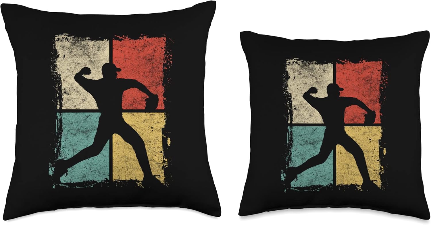 Vintage Baseball Pitcher Throw Pillow 1