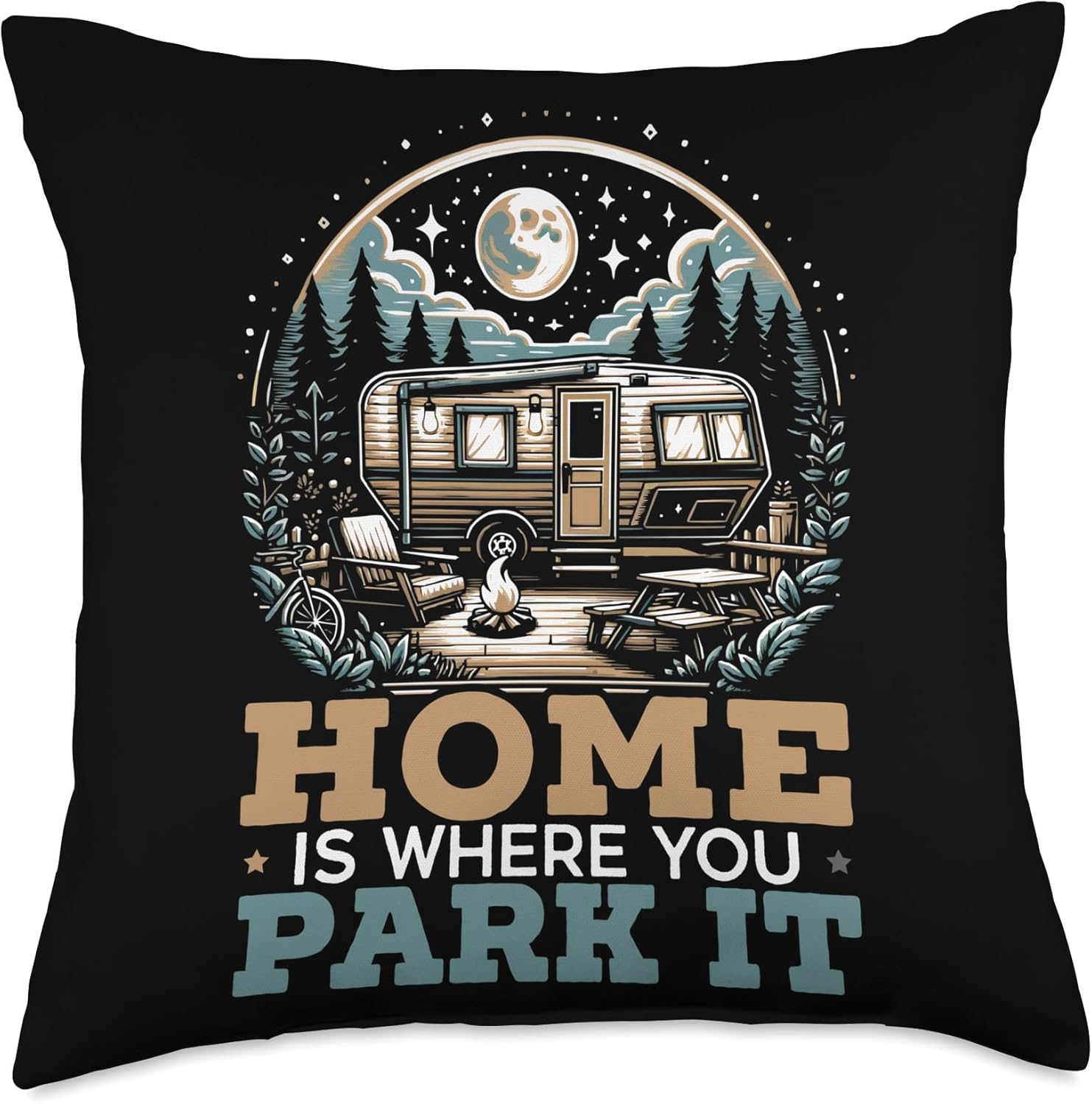 Mobile Home Motorhome Trailer Park Throw Pillow 1