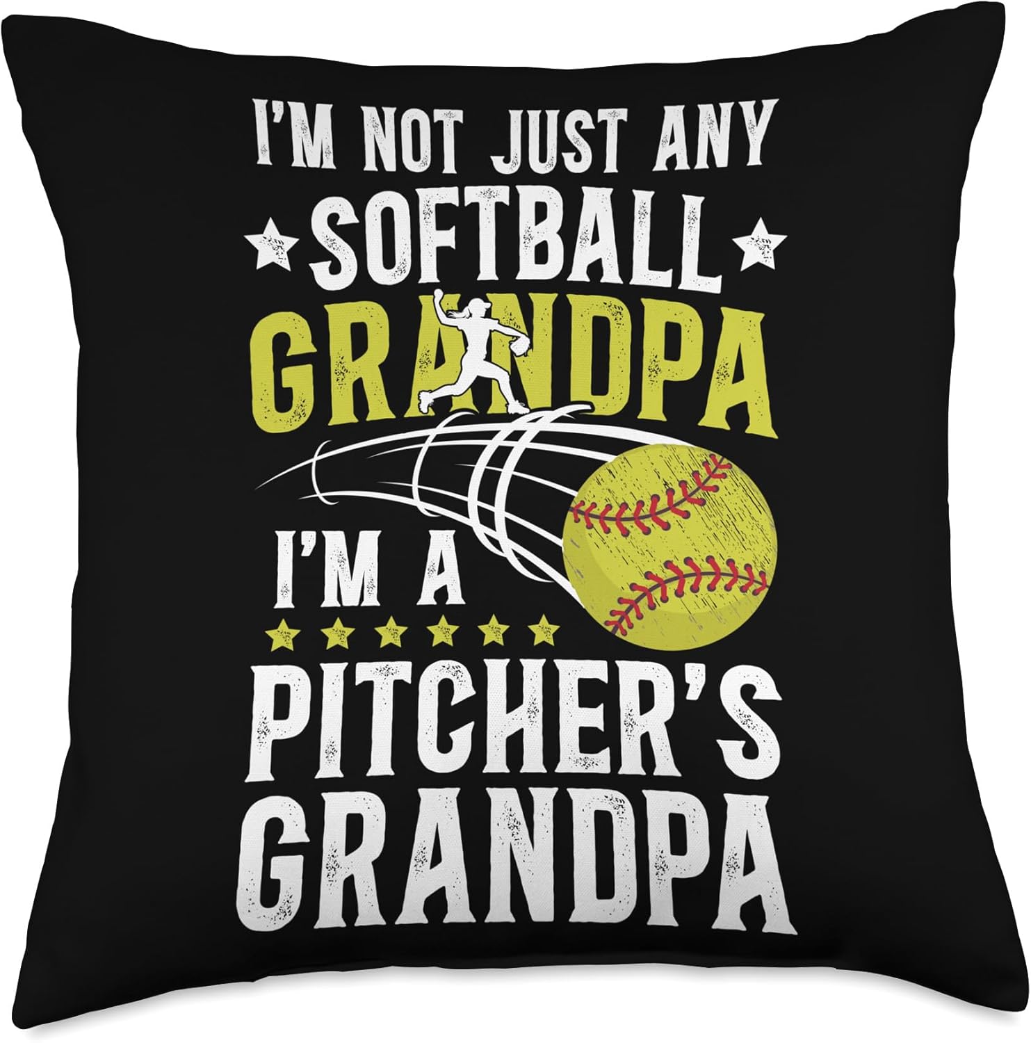 Proud Softball Pitcher Grandpa Throw Pillow