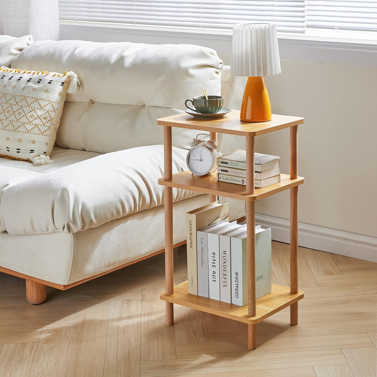 IBUYKE 3-Tier Side Table with Storage Shelves