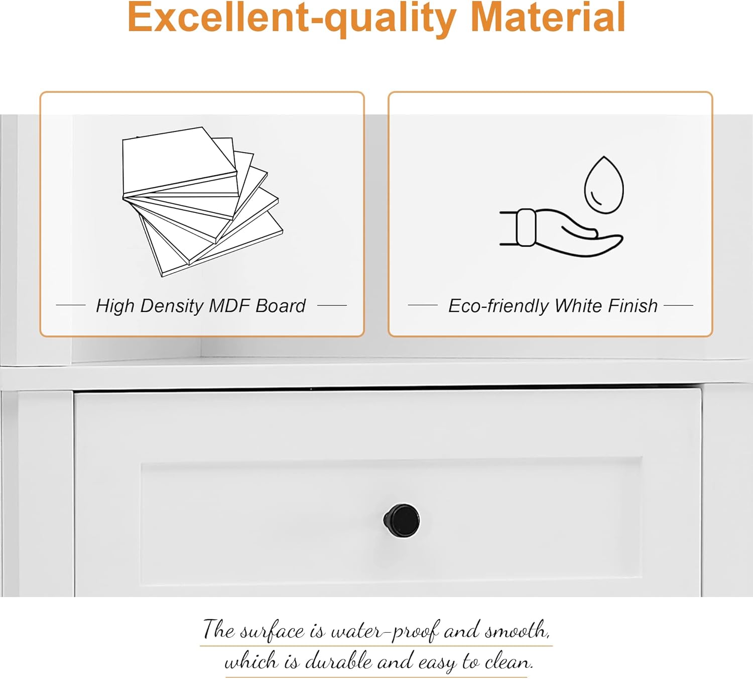 689 Inch Tall Triangle Corner Cabinet with 3 Drawers and Adjustable Shelf Freestanding Storage Cabinet White