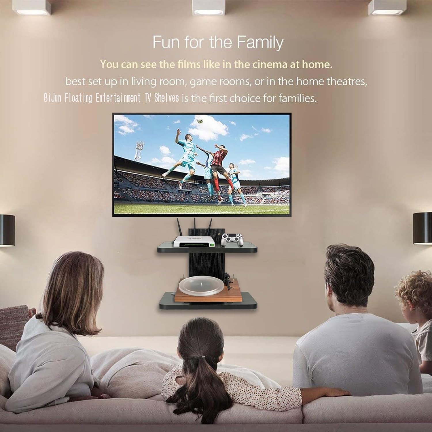 BiJun Floating Wall Shelf for TV Projector Cable Box Speaker Mount 2 Shelves