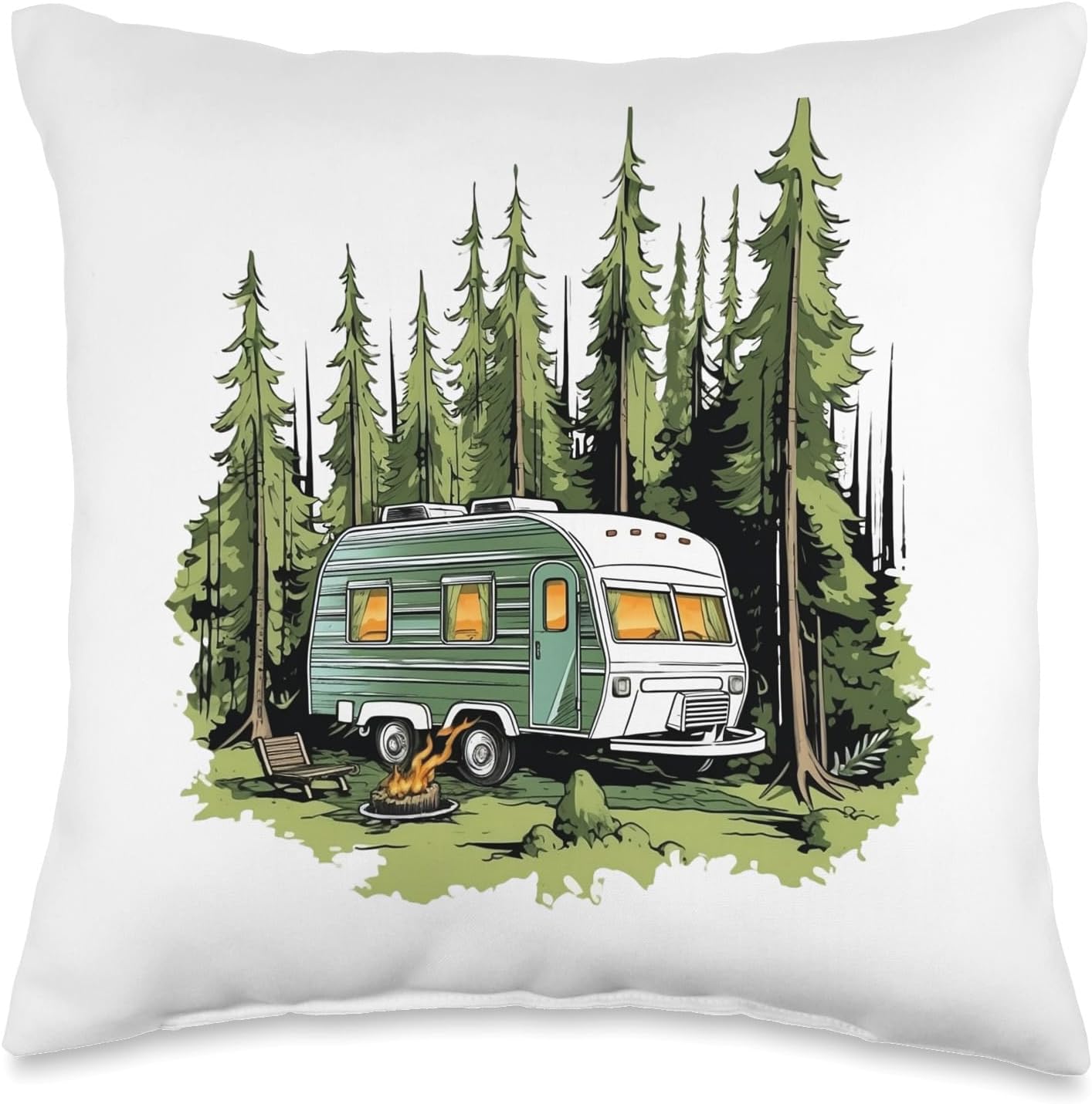 Caravan Camper Van Throw Pillow 16x16 Multicolor 1