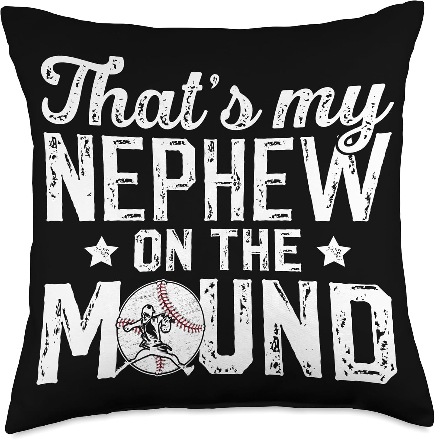 Proud Baseball Pitcher Uncle Throw Pillow