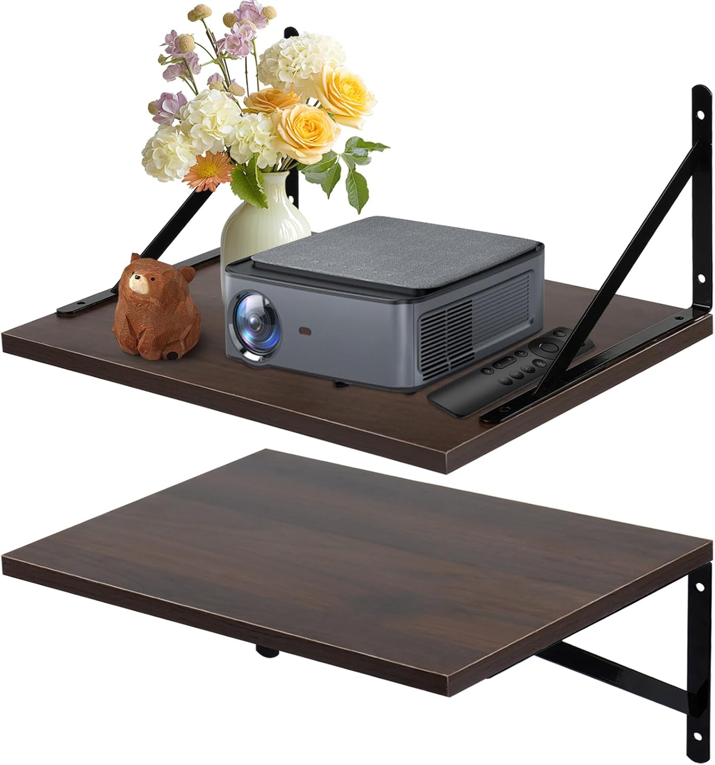2 Pcs Deep Floating Shelves for Projector and Storage