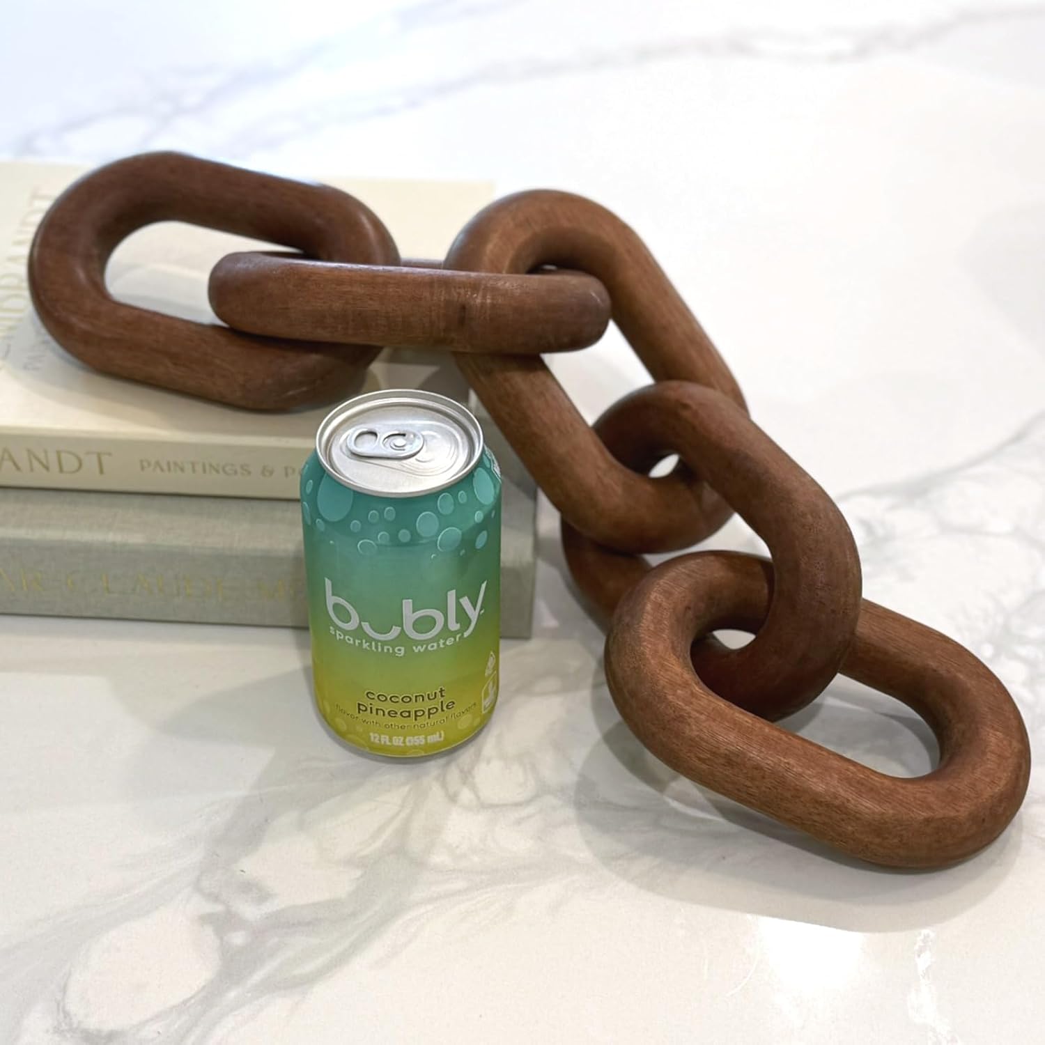 Acacia Wood Chain Link Decor - Brown with Red Undertone