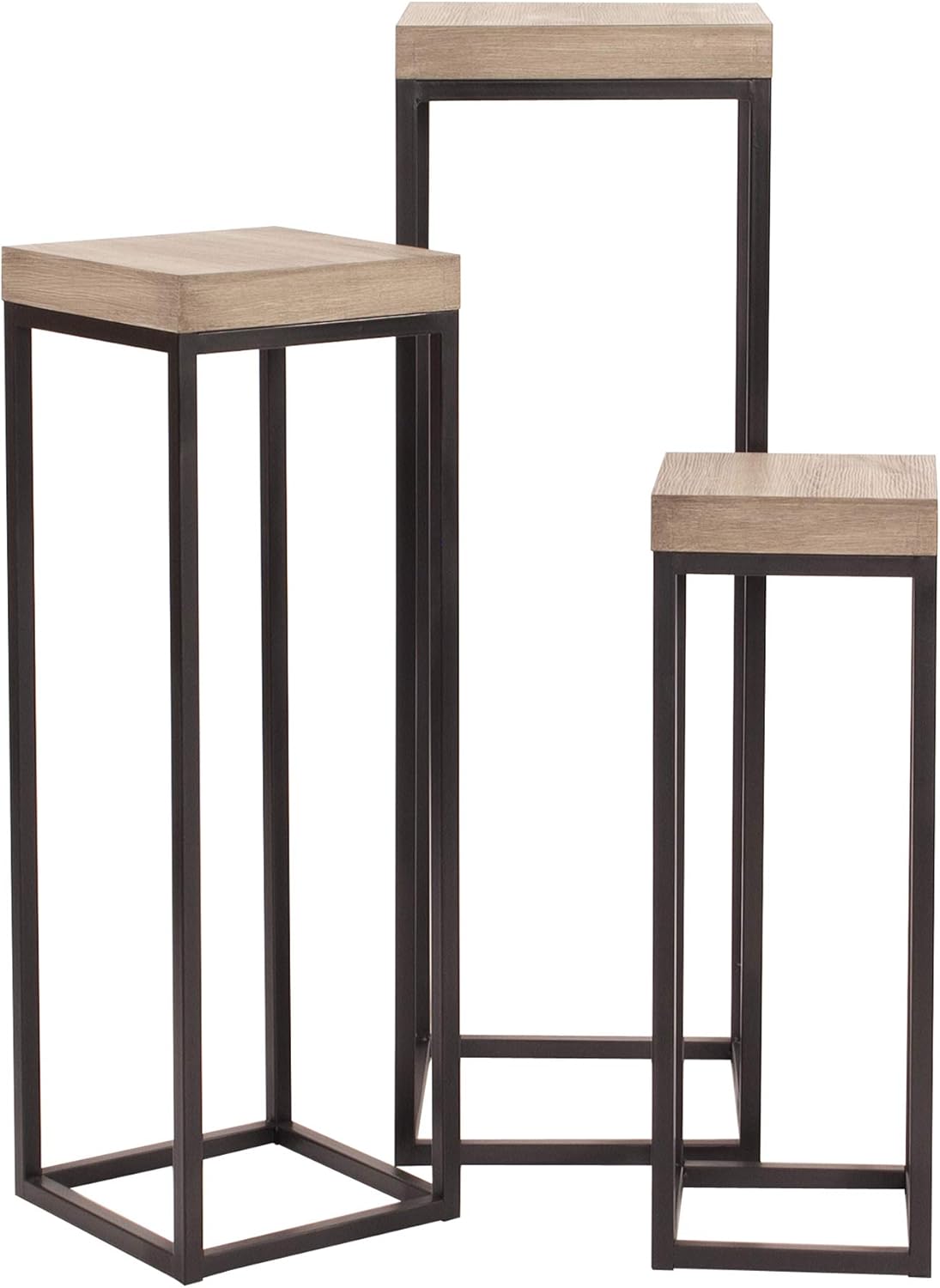 Howard Elliott Set of 3 Tall Plant and Side Pedestal Stand