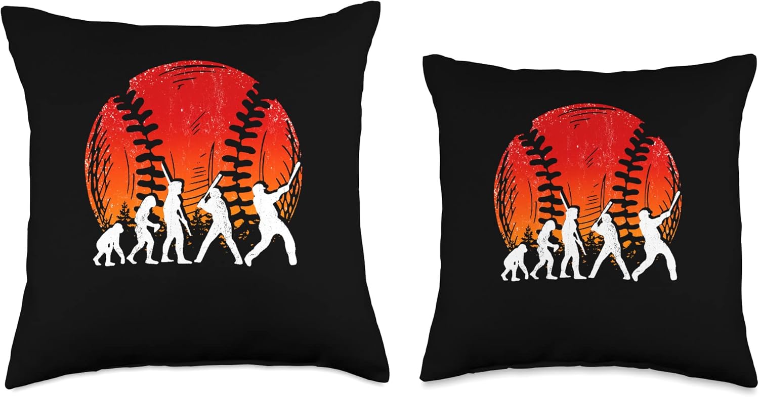 Baseball Player Evolution Catcher Pitcher Throw Pillow