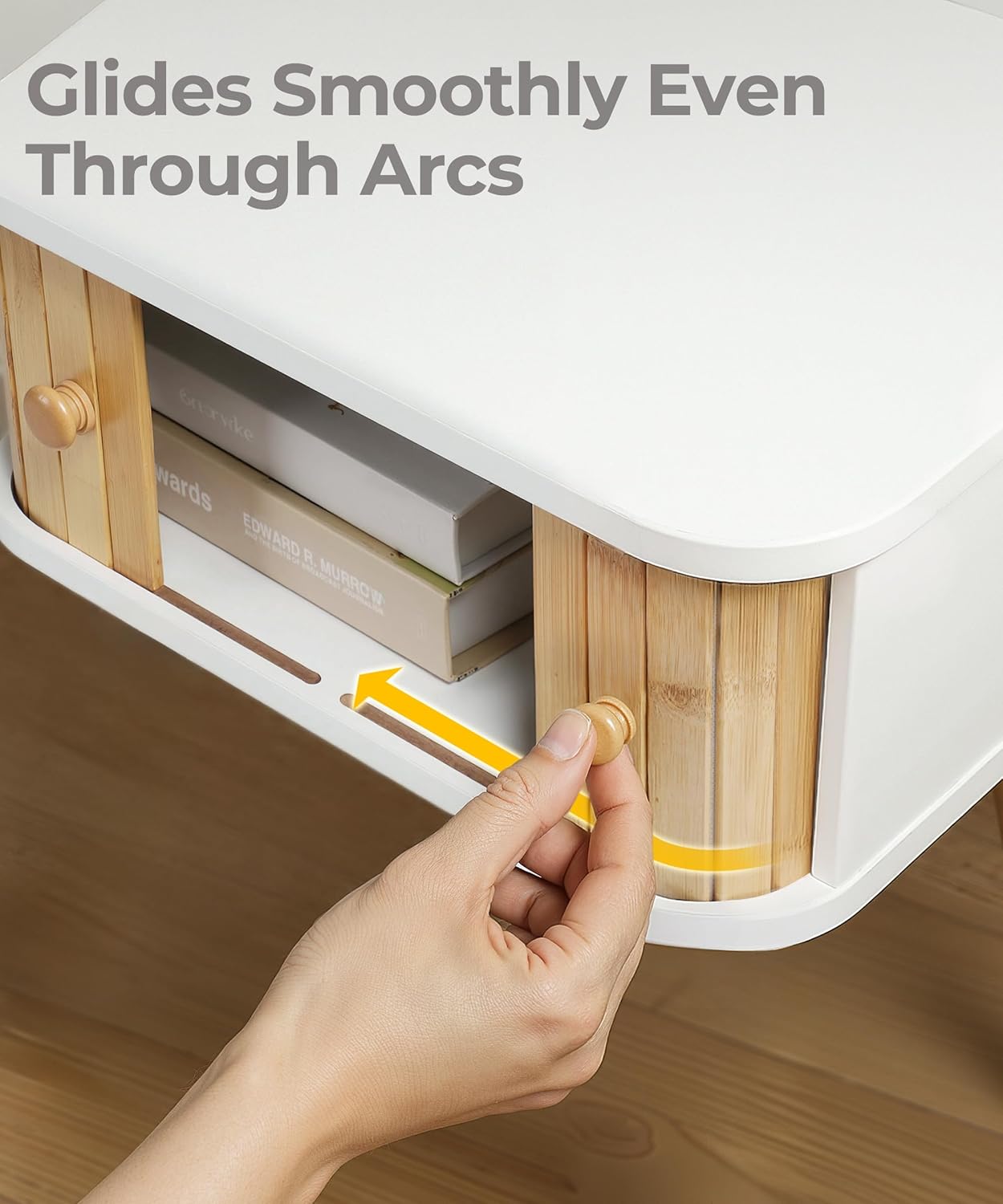 SUMGAR Floating Nightstand White Bedside Table Modern Boho Organizer Small Spaces Wall Mounted Storage with Drawers