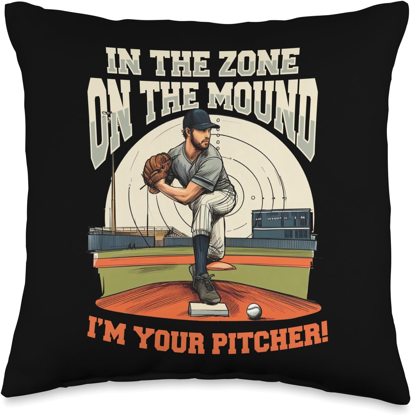 Precision Pitching Baseball Throw Pillow 16x16 Multicolor