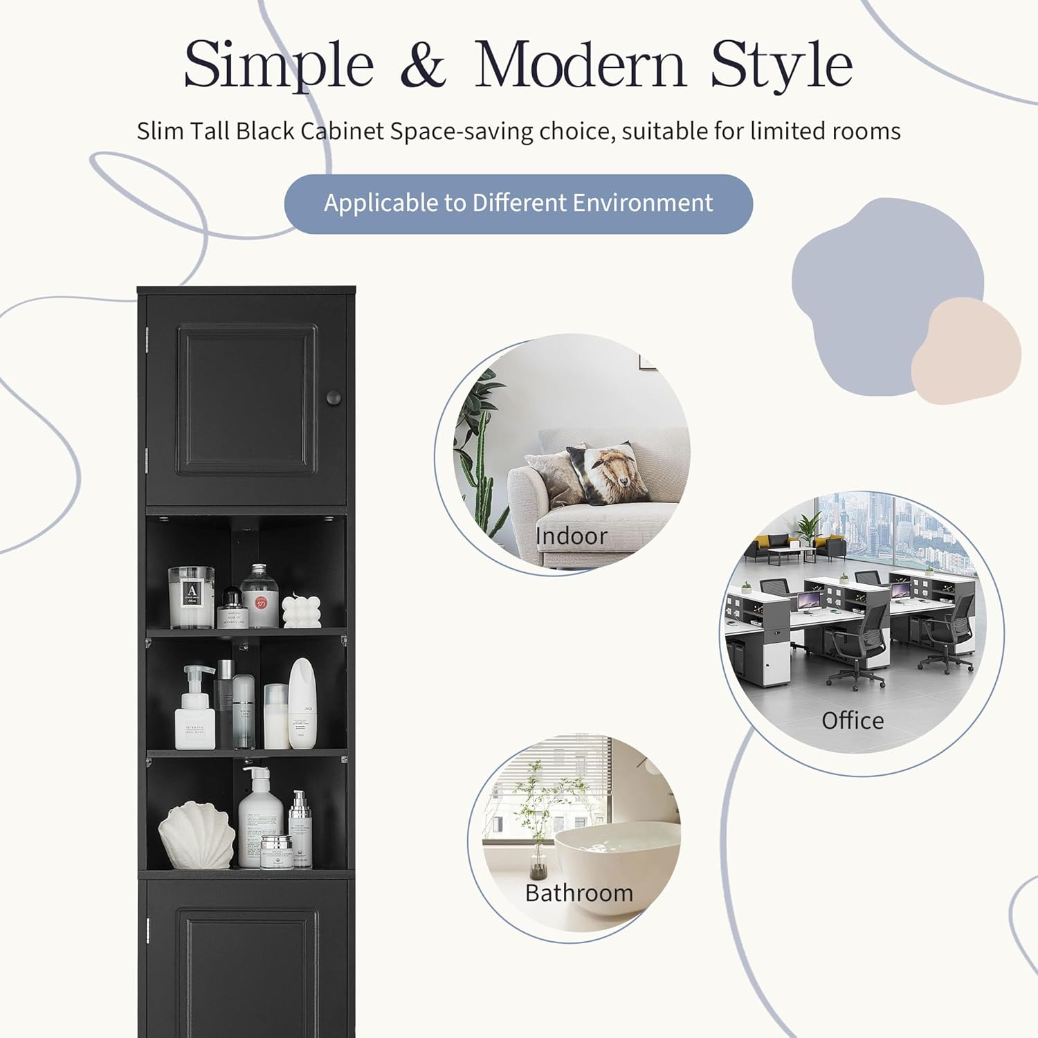 Tall Corner Storage Cabinet with 6 Adjustable Shelves