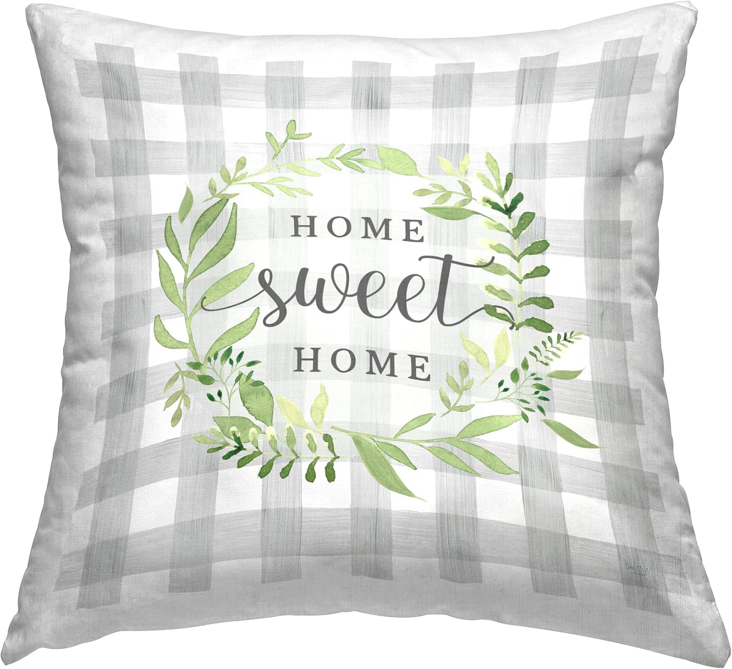 Stupell Industries Sweet Home Tartan Throw Pillow 18x18 Grey