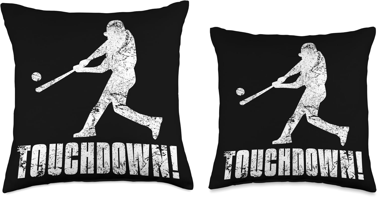 Funny Baseball Touchdown Pitcher Throw Pillow
