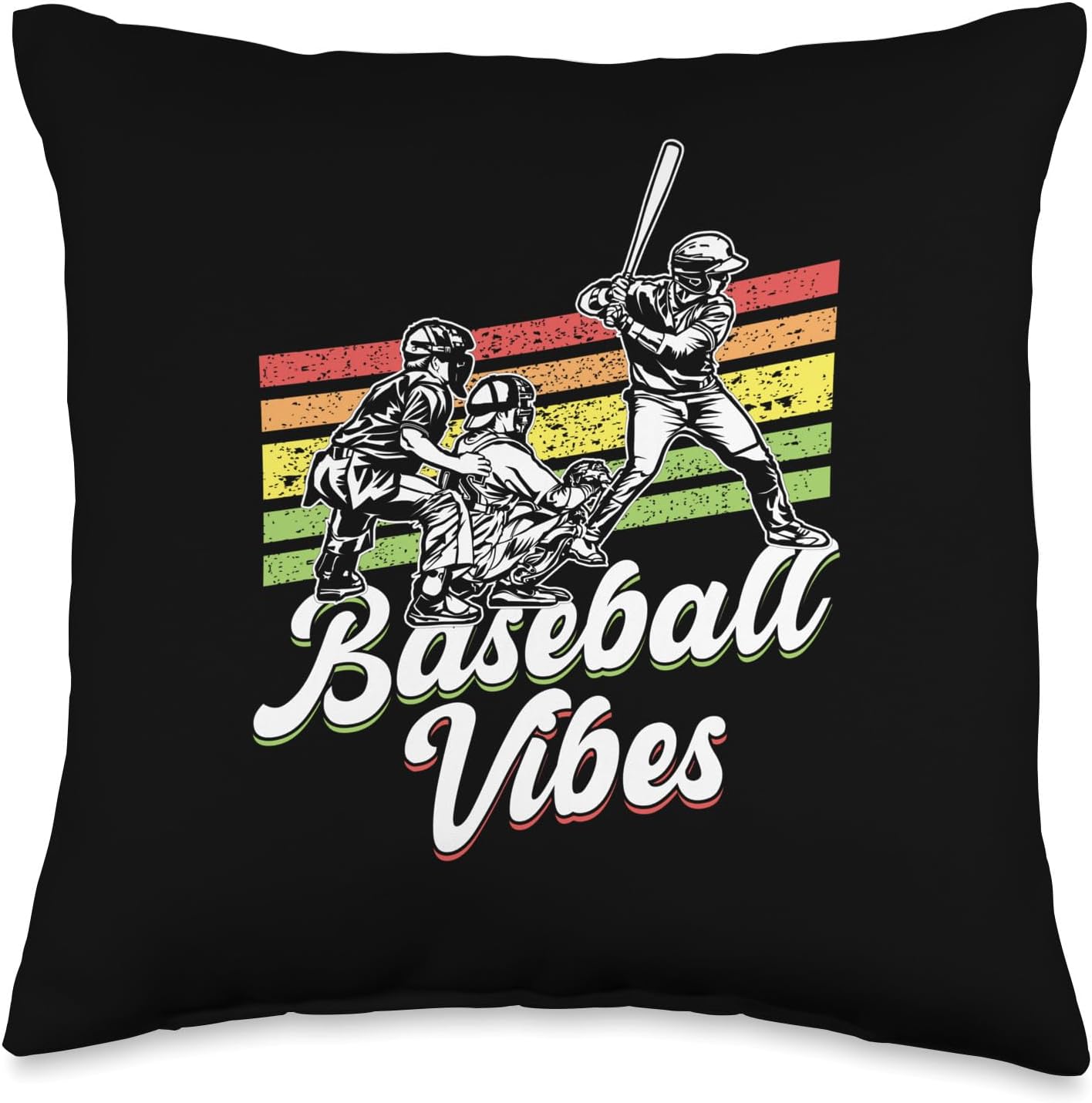 Baseball Vibes Throw Pillow for Players 16x16 Multicolor