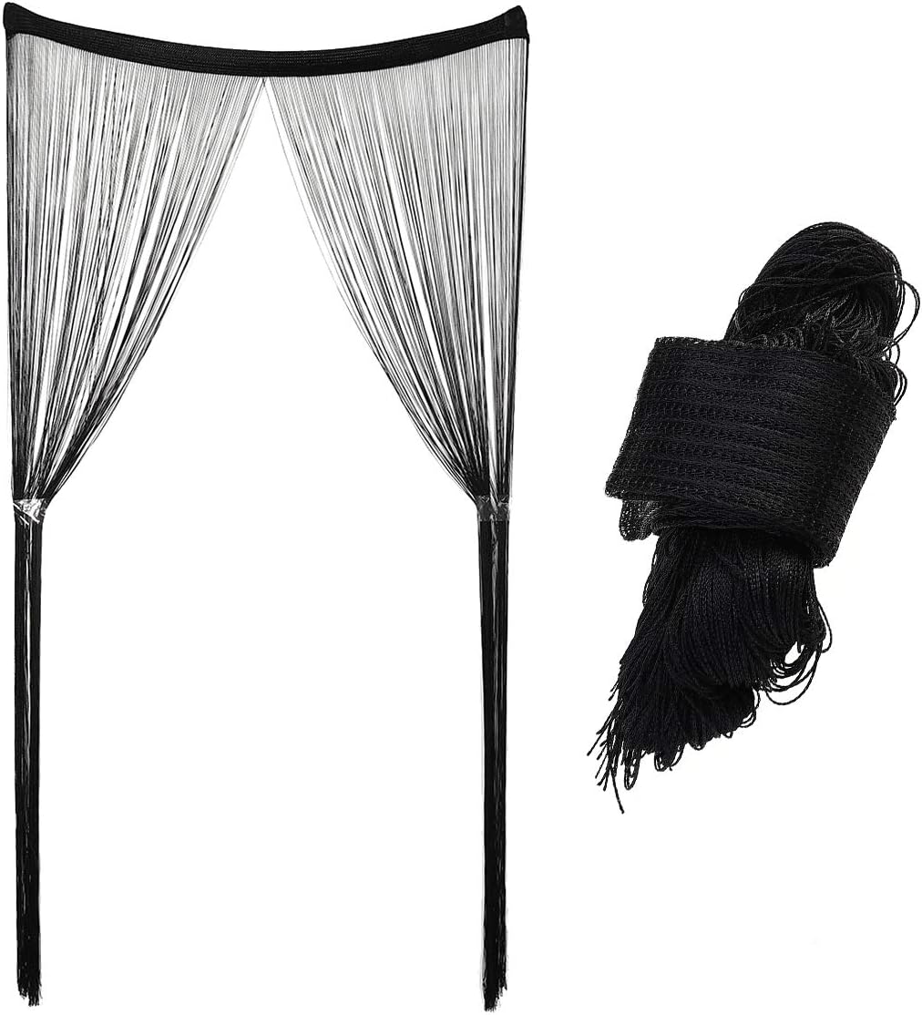 ARTIBETTER Black String Curtain Tassel Valance Room Divider