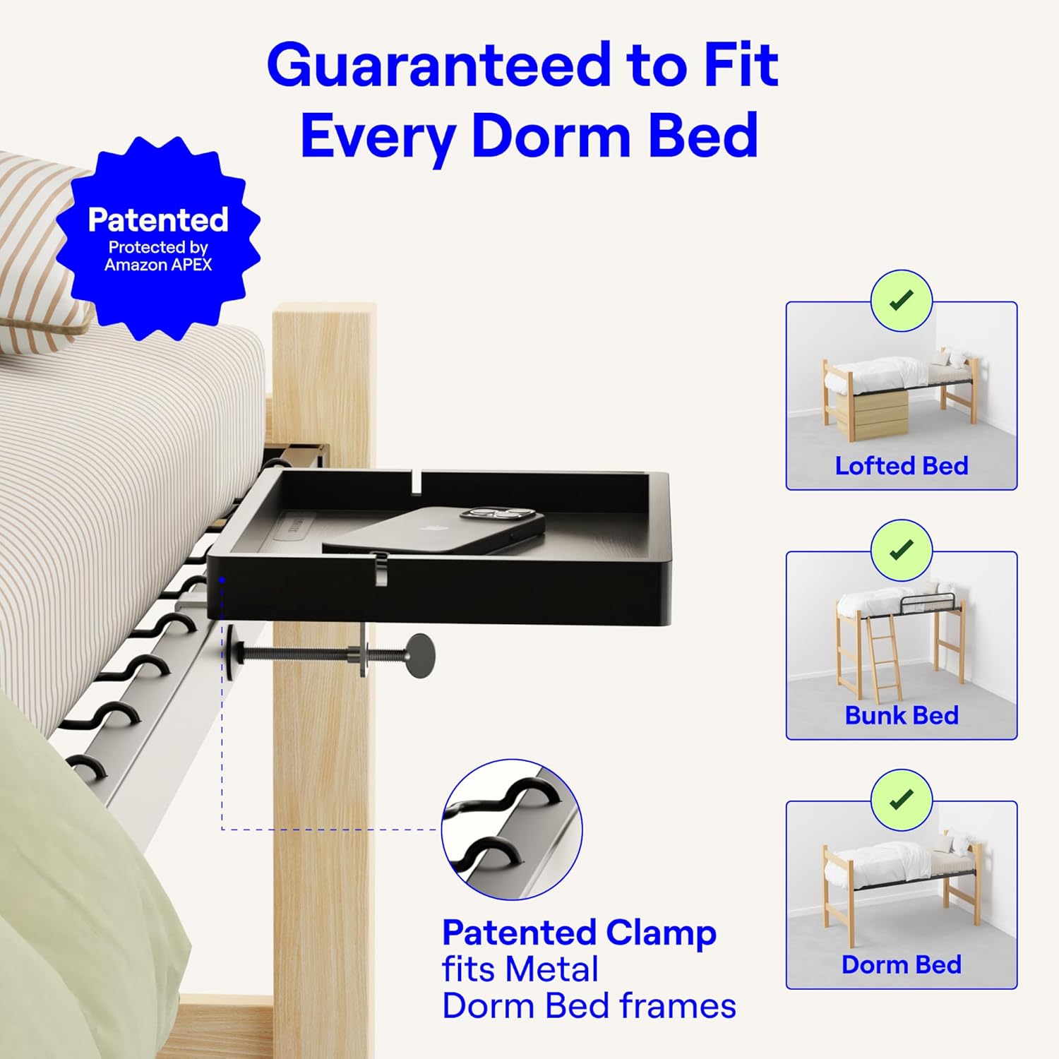 Smallish BedShelfie Bedside Shelf for Bunk Bed Top Bunk