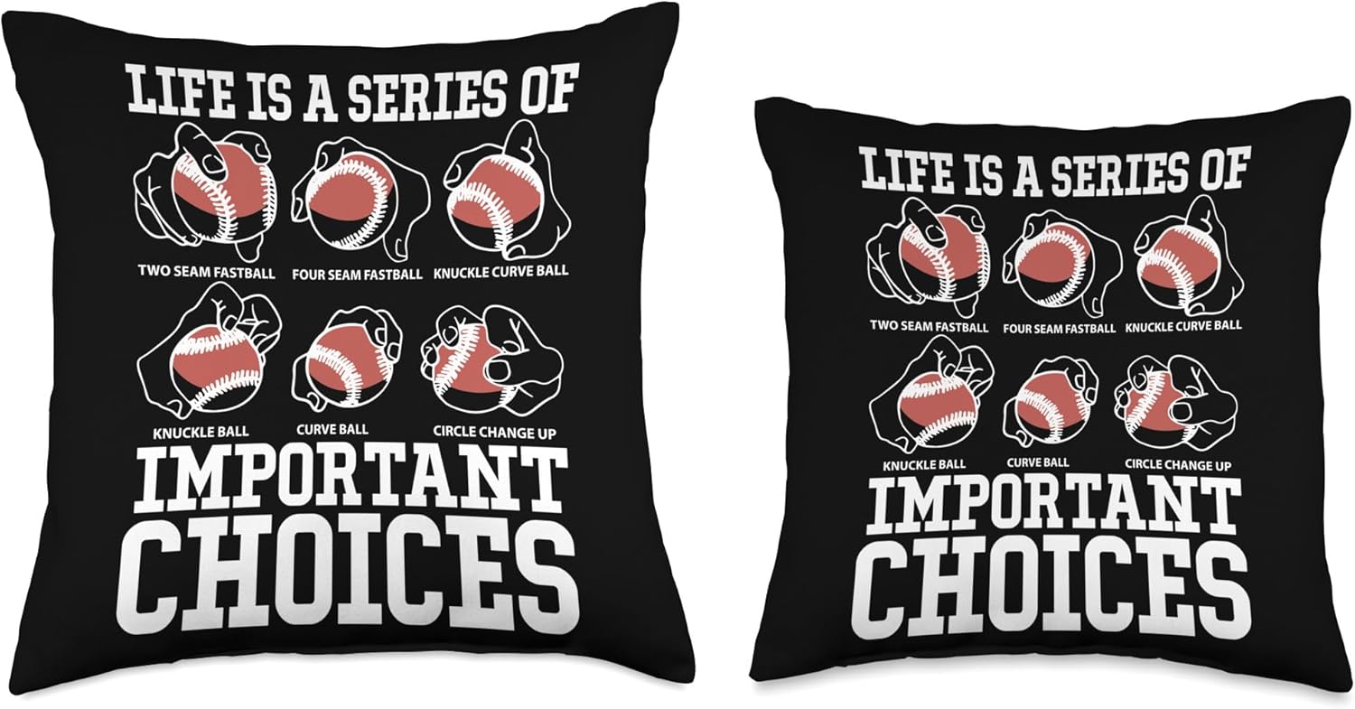 Life Is A Series Of Important Choices Baseball Pitcher Throw Pillow 1